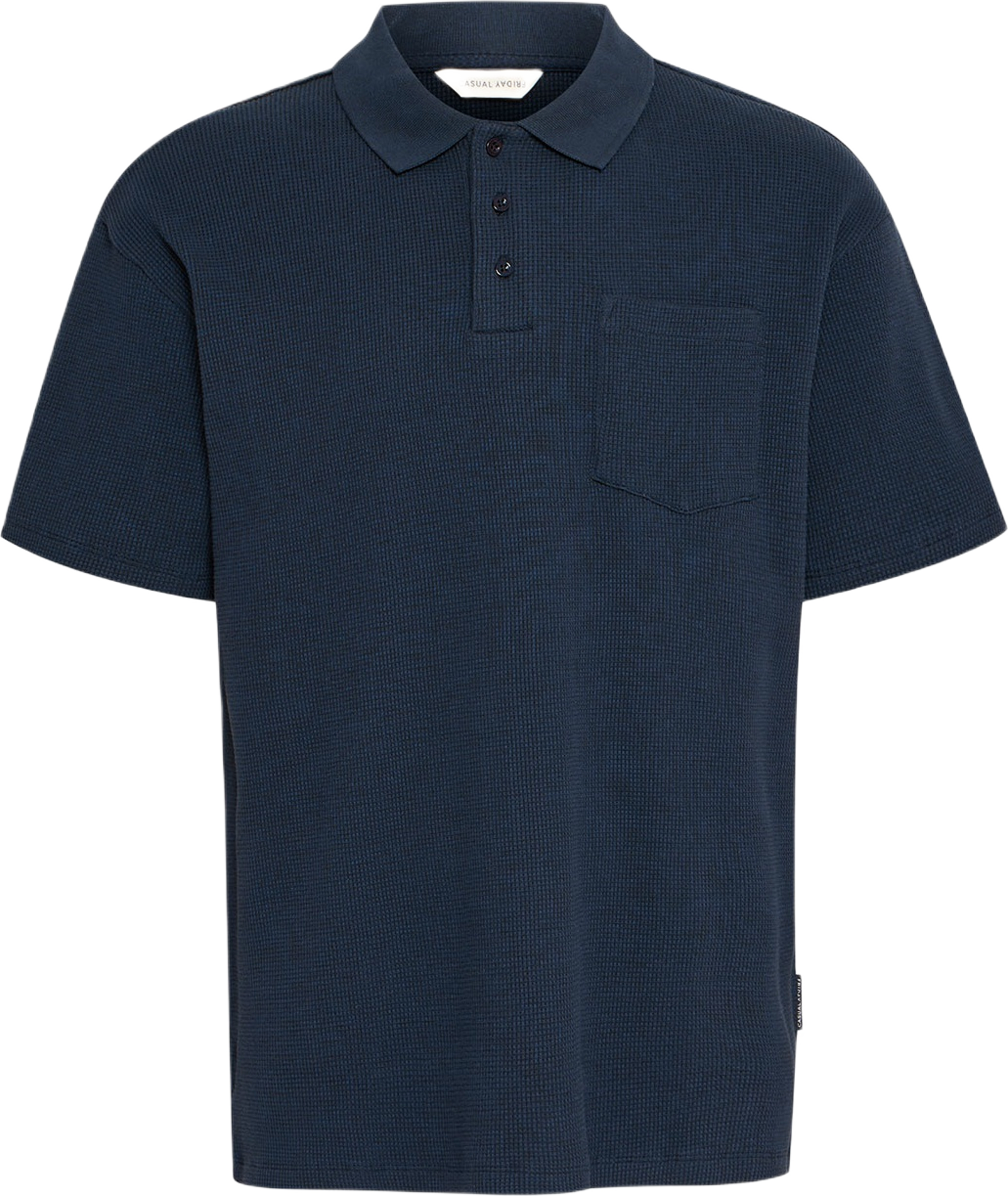 CFCAMERON 0210 waffle polo T-shirt, från Casual Friday, i färgen Dark Navy. Klicka för att öppna bilden i stort format