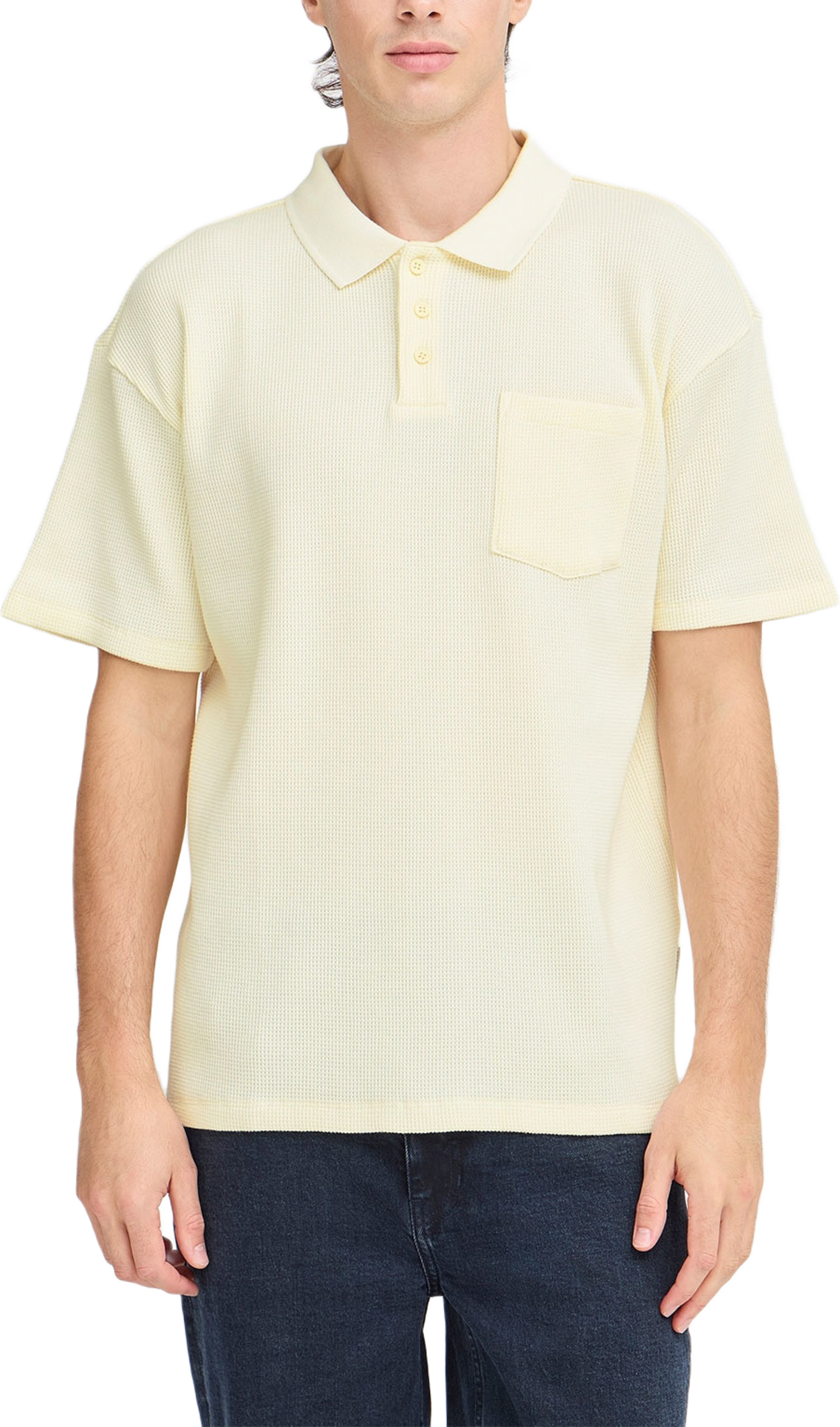 CFCAMERON 0210 waffle polo T-shirt, från Casual Friday, i färgen Egret. Klicka för att öppna bilden i stort format