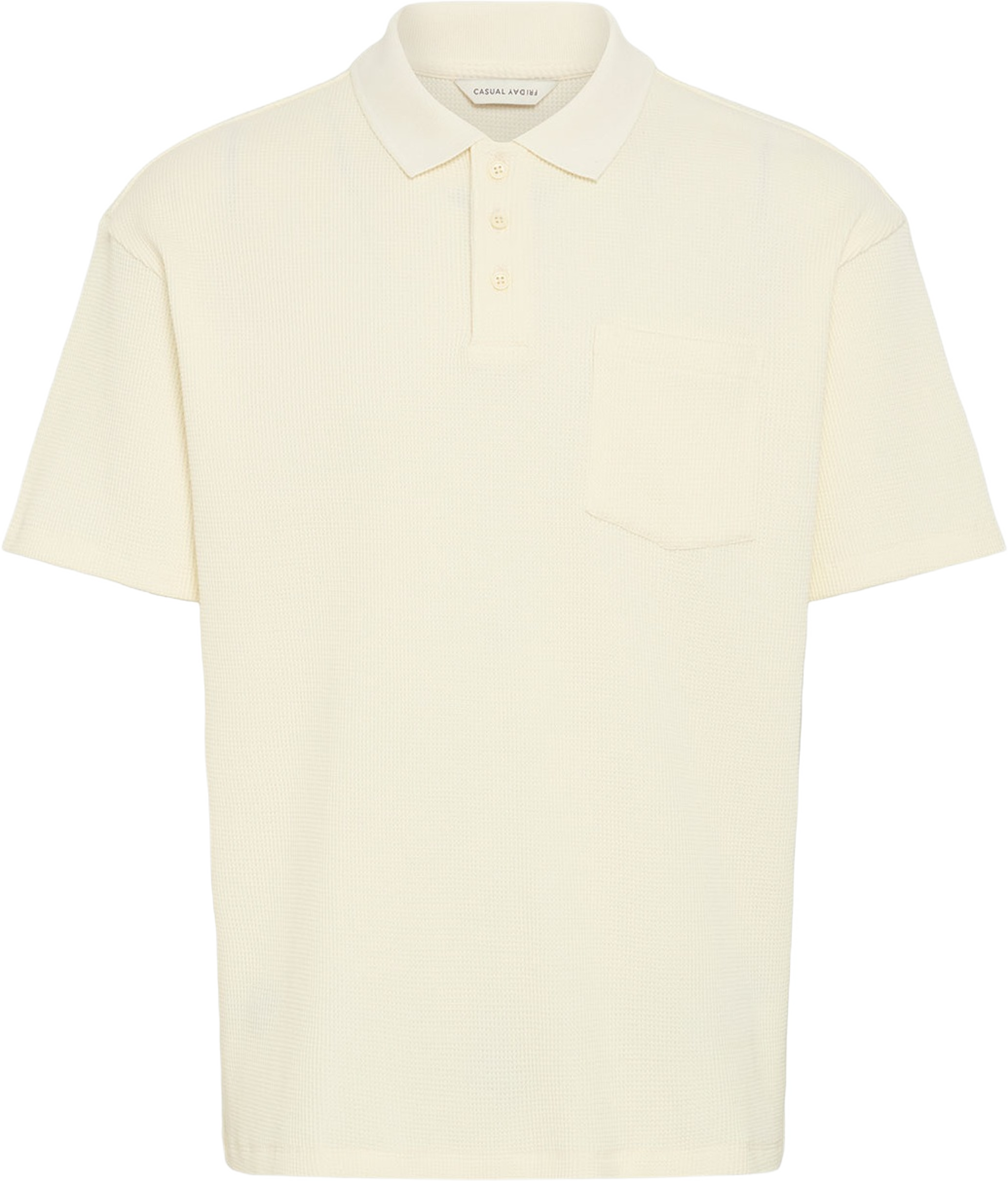 CFCAMERON 0210 waffle polo T-shirt, från Casual Friday, i färgen Egret. Klicka för att öppna bilden i stort format