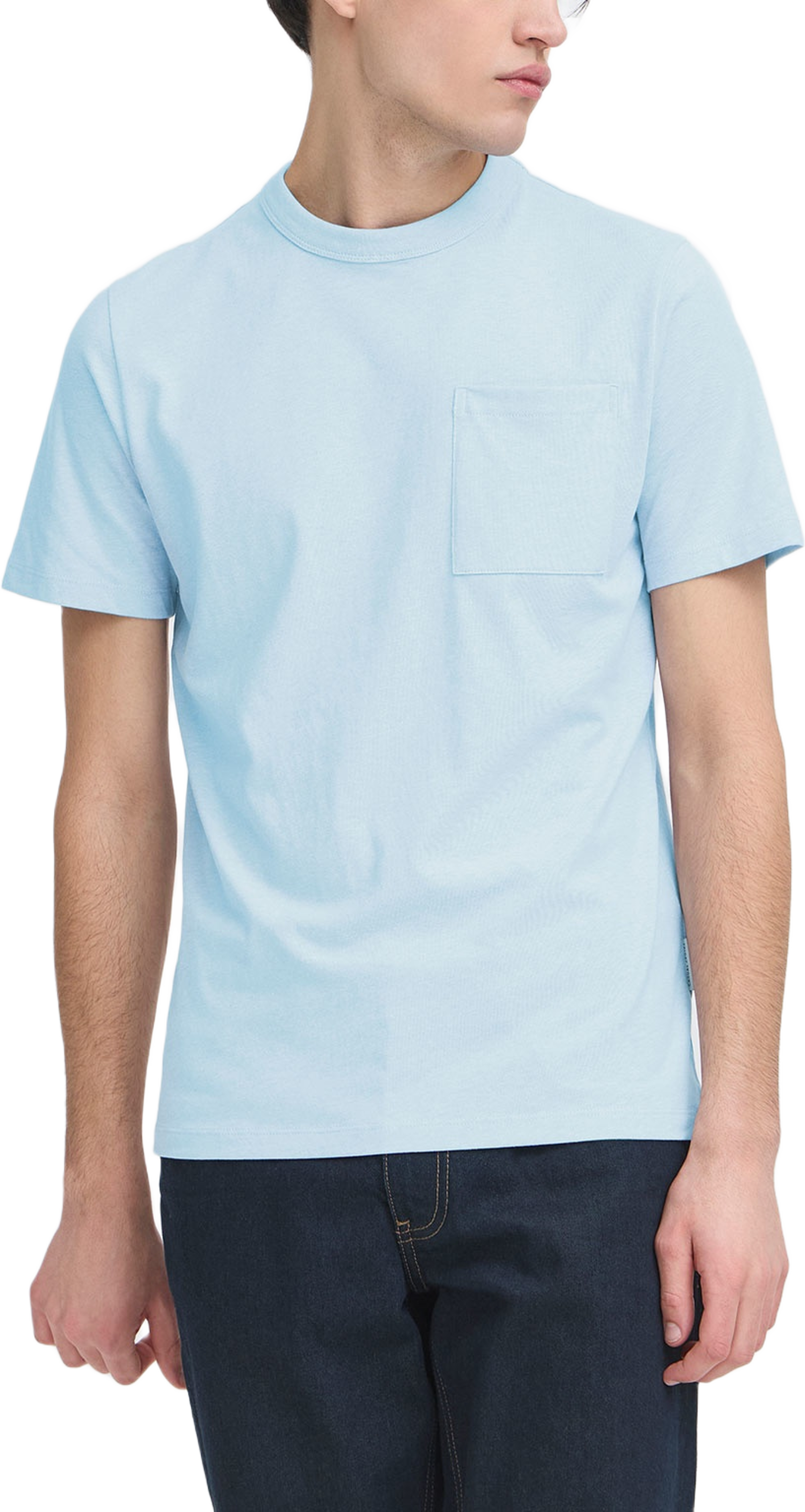 CFJASPER mélange tee with chest poc T-shirt, från Casual Friday, i färgen Chambray Blue Melange. Klicka för att öppna bilden i stort format