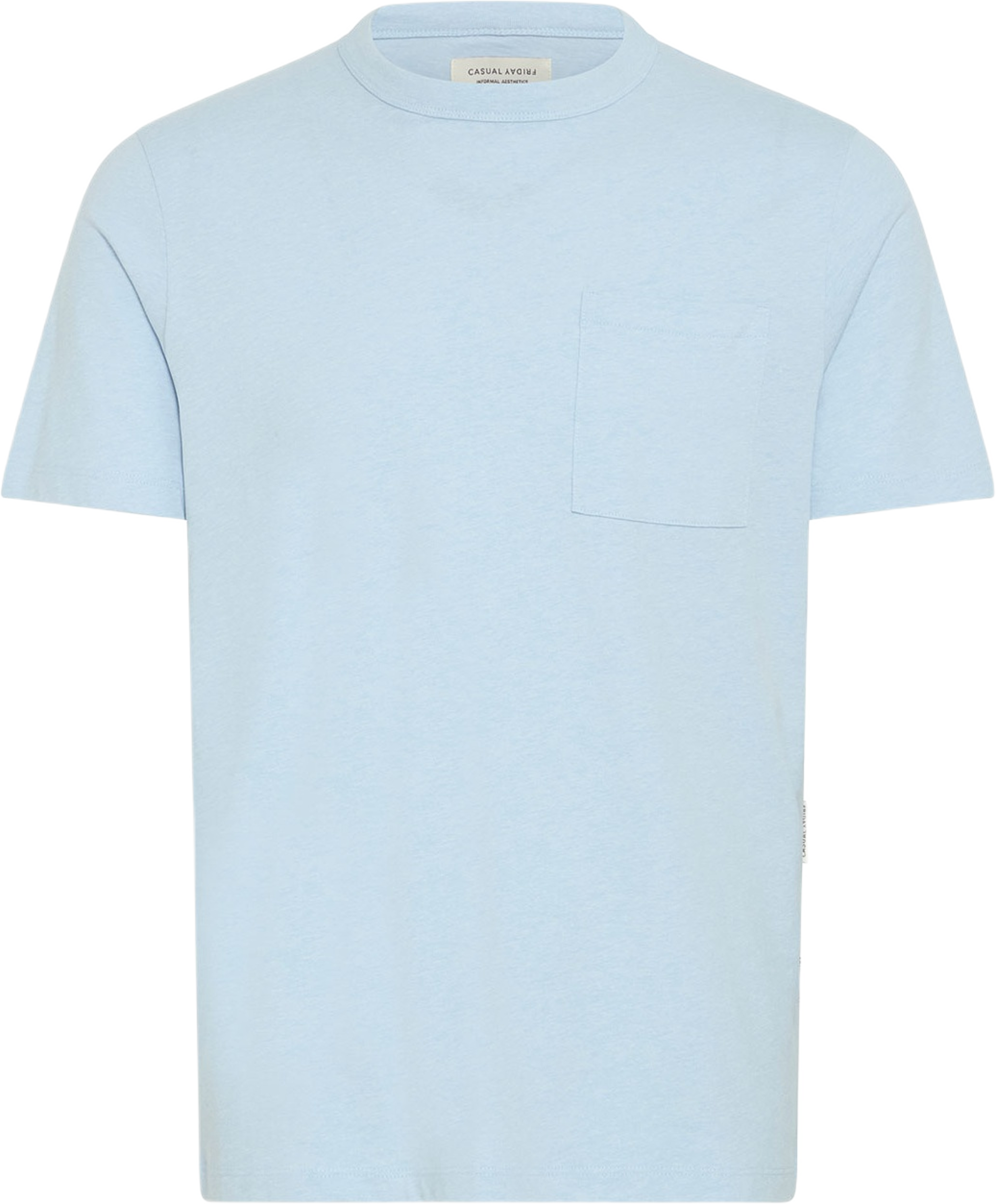 CFJASPER mélange tee with chest poc T-shirt, från Casual Friday, i färgen Chambray Blue Melange. Klicka för att öppna bilden i stort format