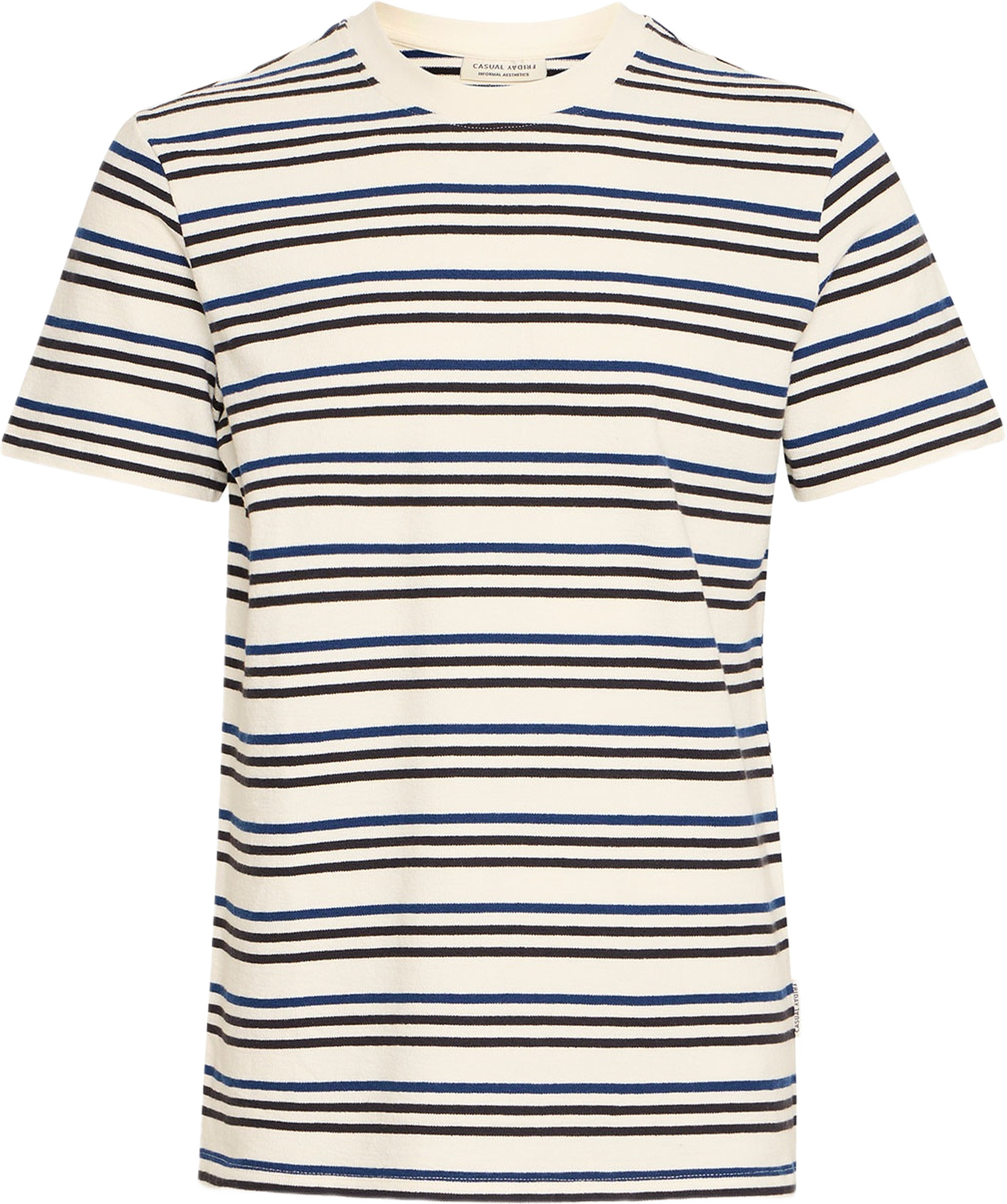 CFLEON striped frotté tee T-shirt, från Casual Friday, i färgen Cloud Dancer. Klicka för att öppna bilden i stort format