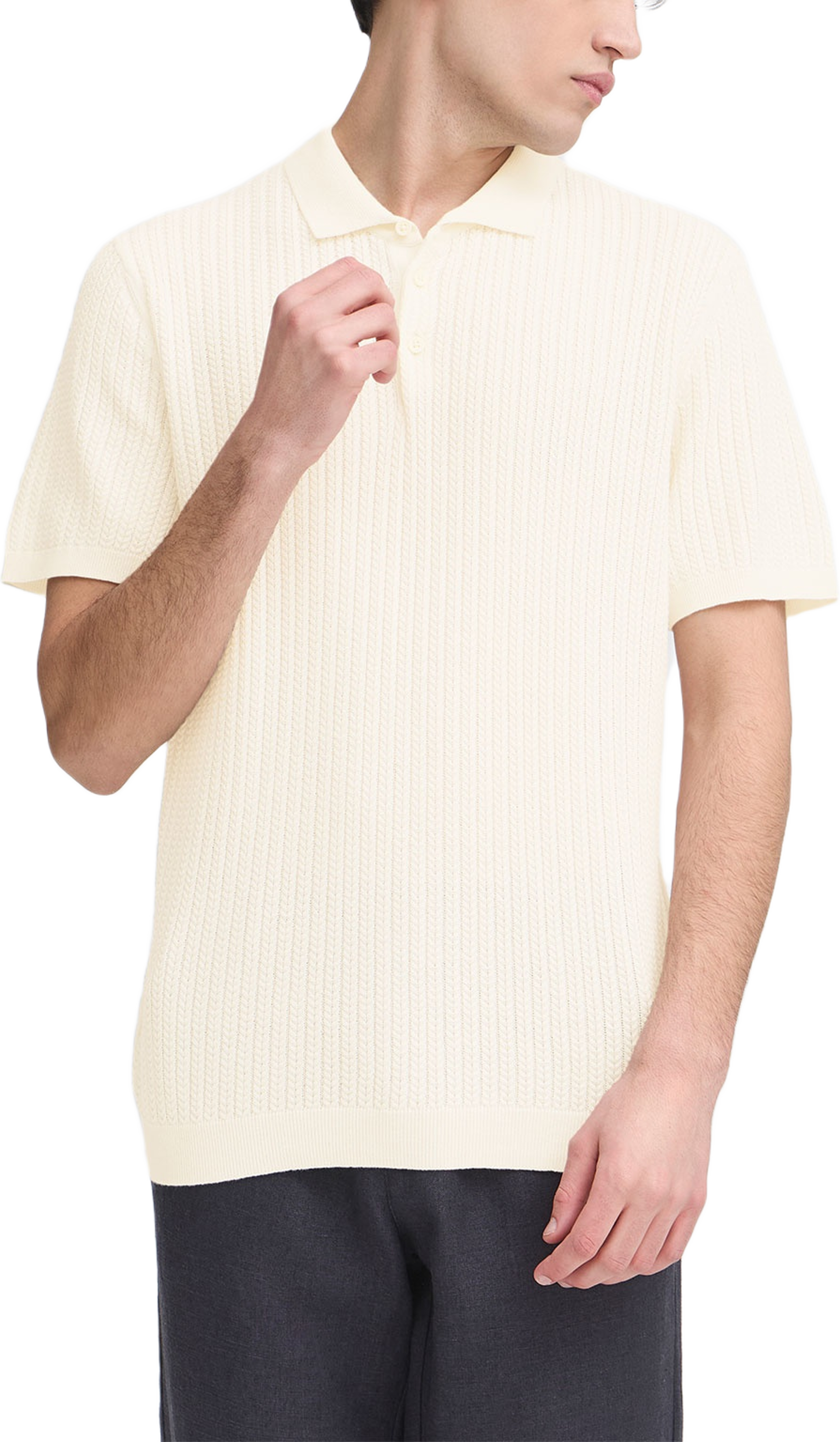 Cfkarl Structured Knit Polo Pullover