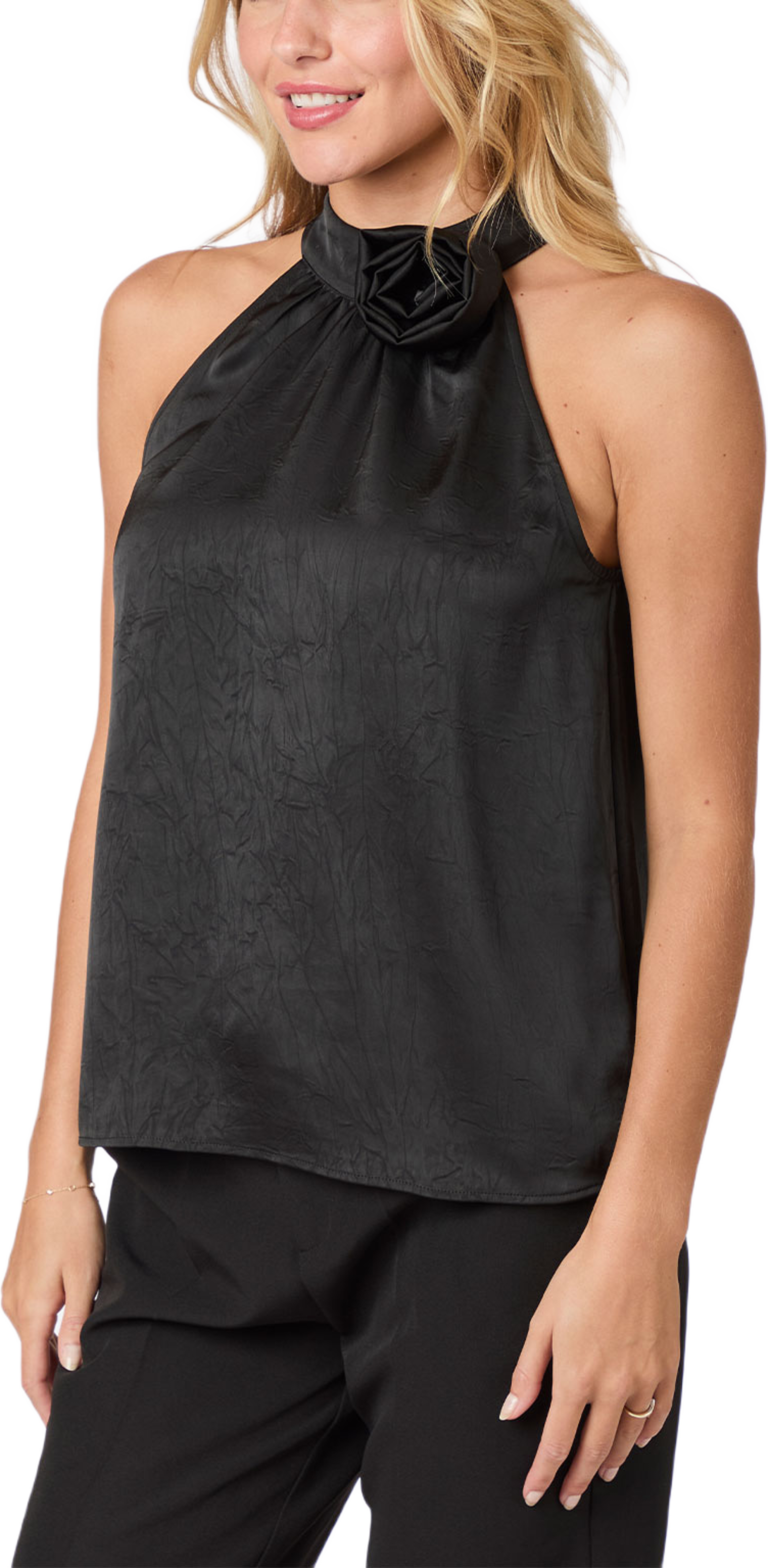 Rosette Crinkle Sateen Top