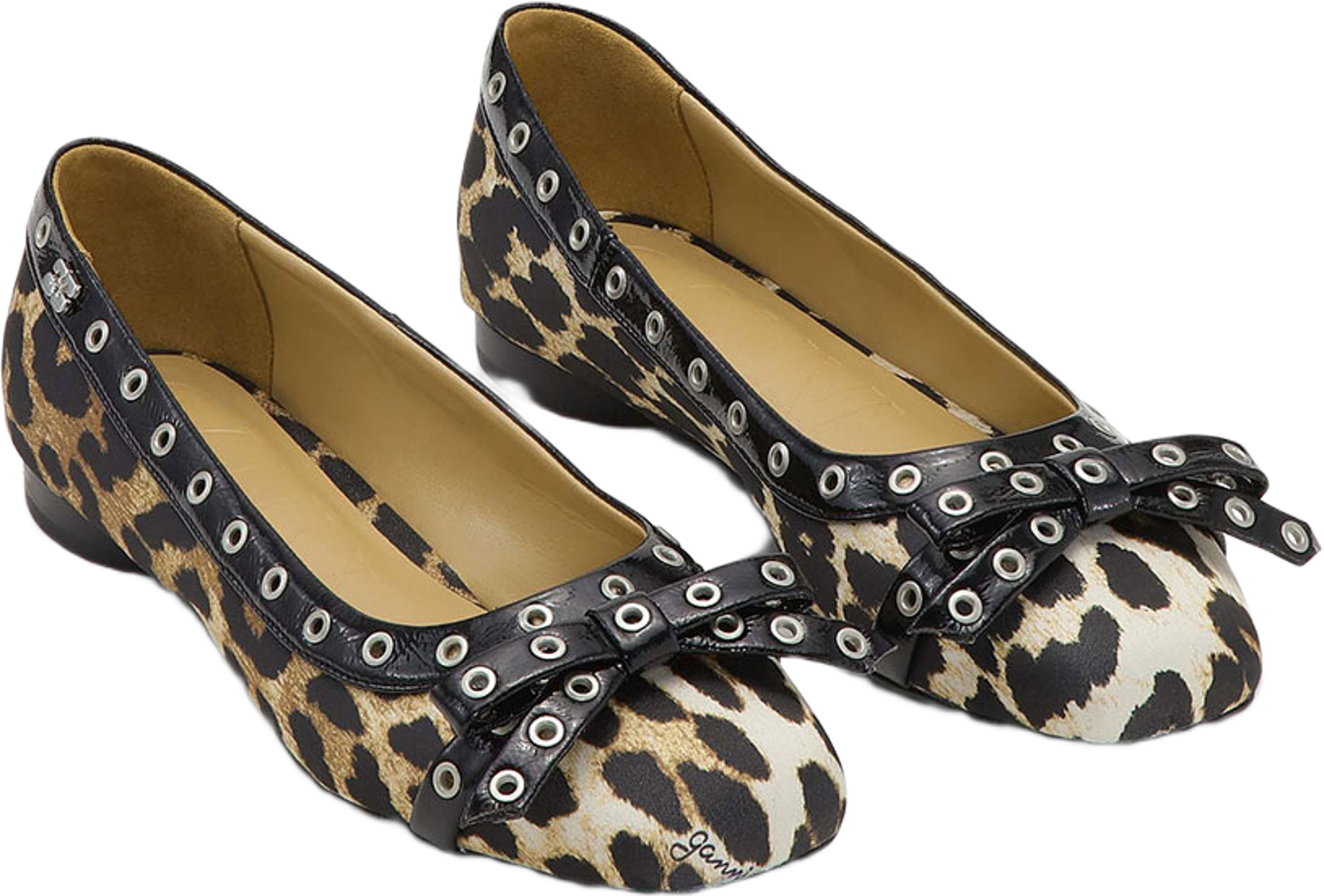 Eyelets Bow Ballerina Satin Print