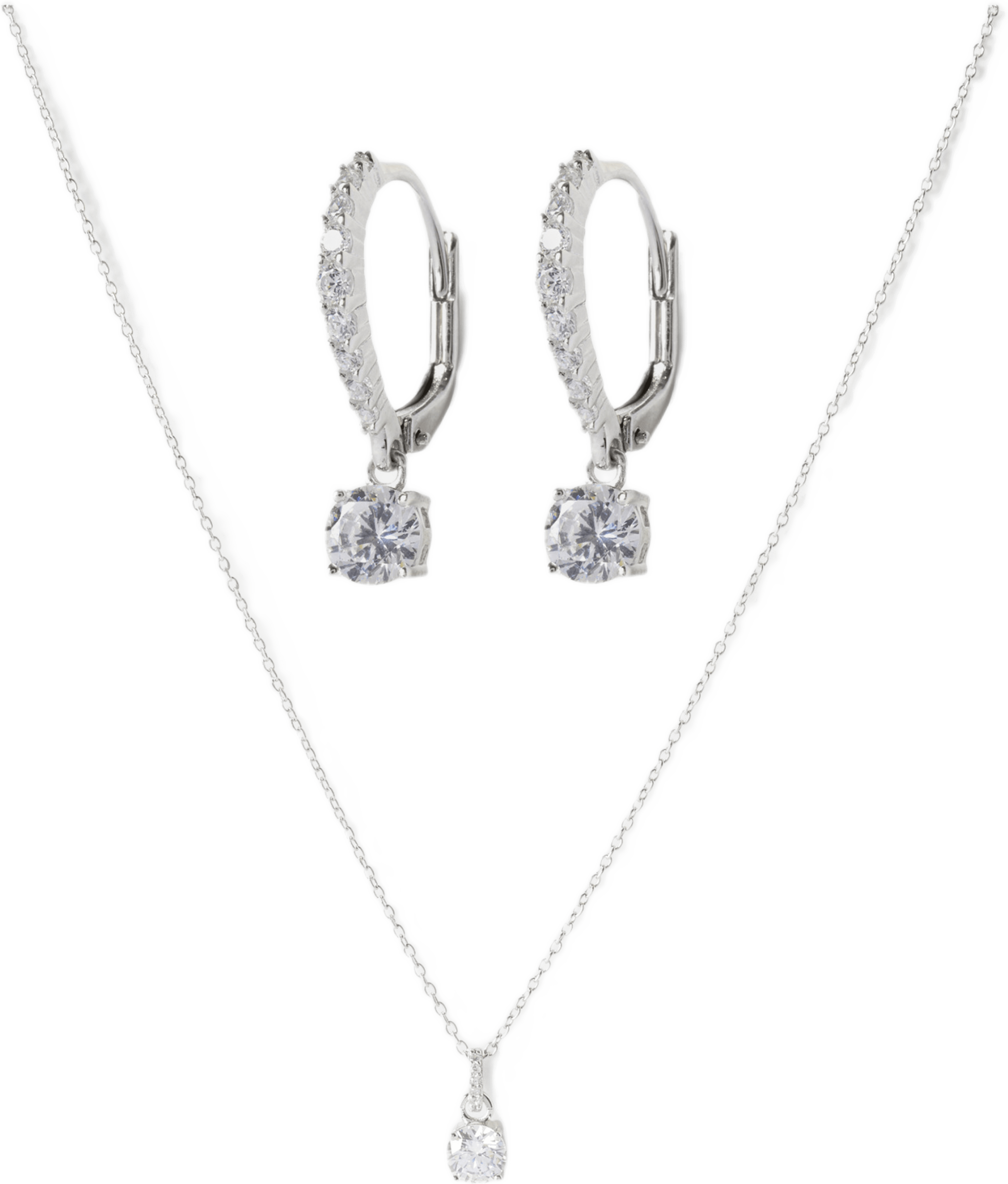 Set halsband + örhängen silver, från Sigrid, i färgen Rhodium Plated. Klicka för att öppna bilden i stort format