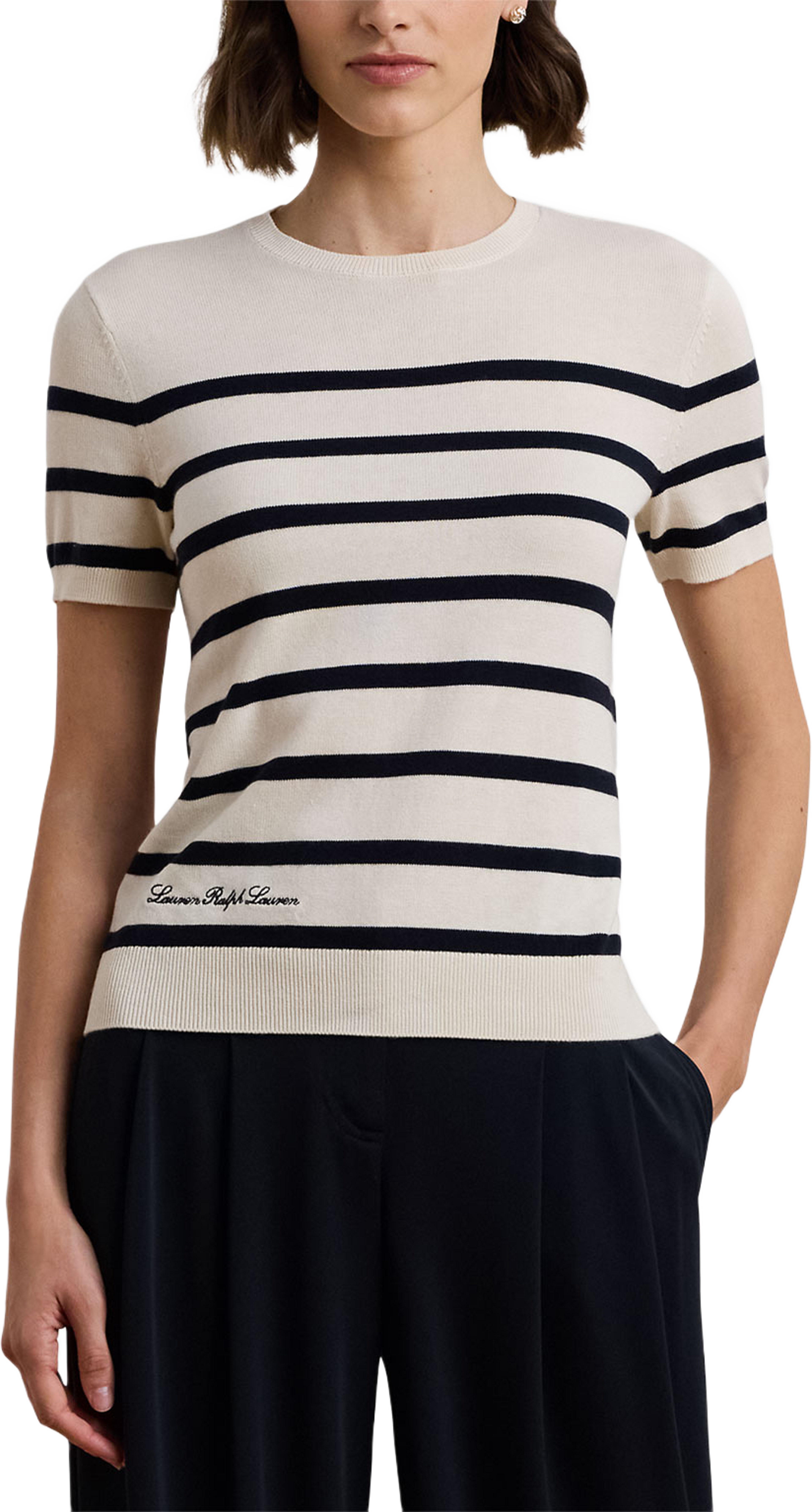 Striped Short-Sleeve Sweater