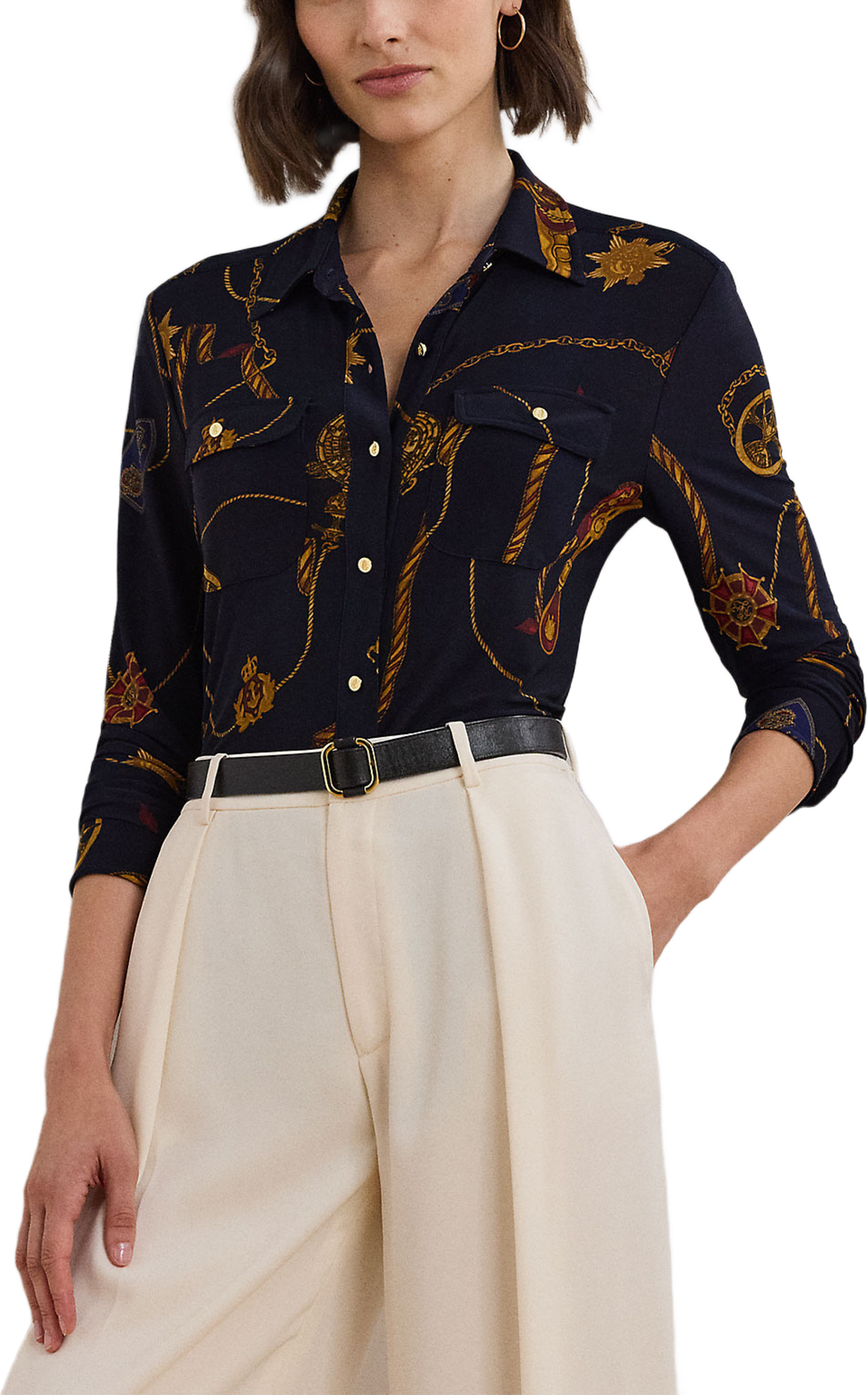 Slim Fit Belting-Print Jersey Shirt