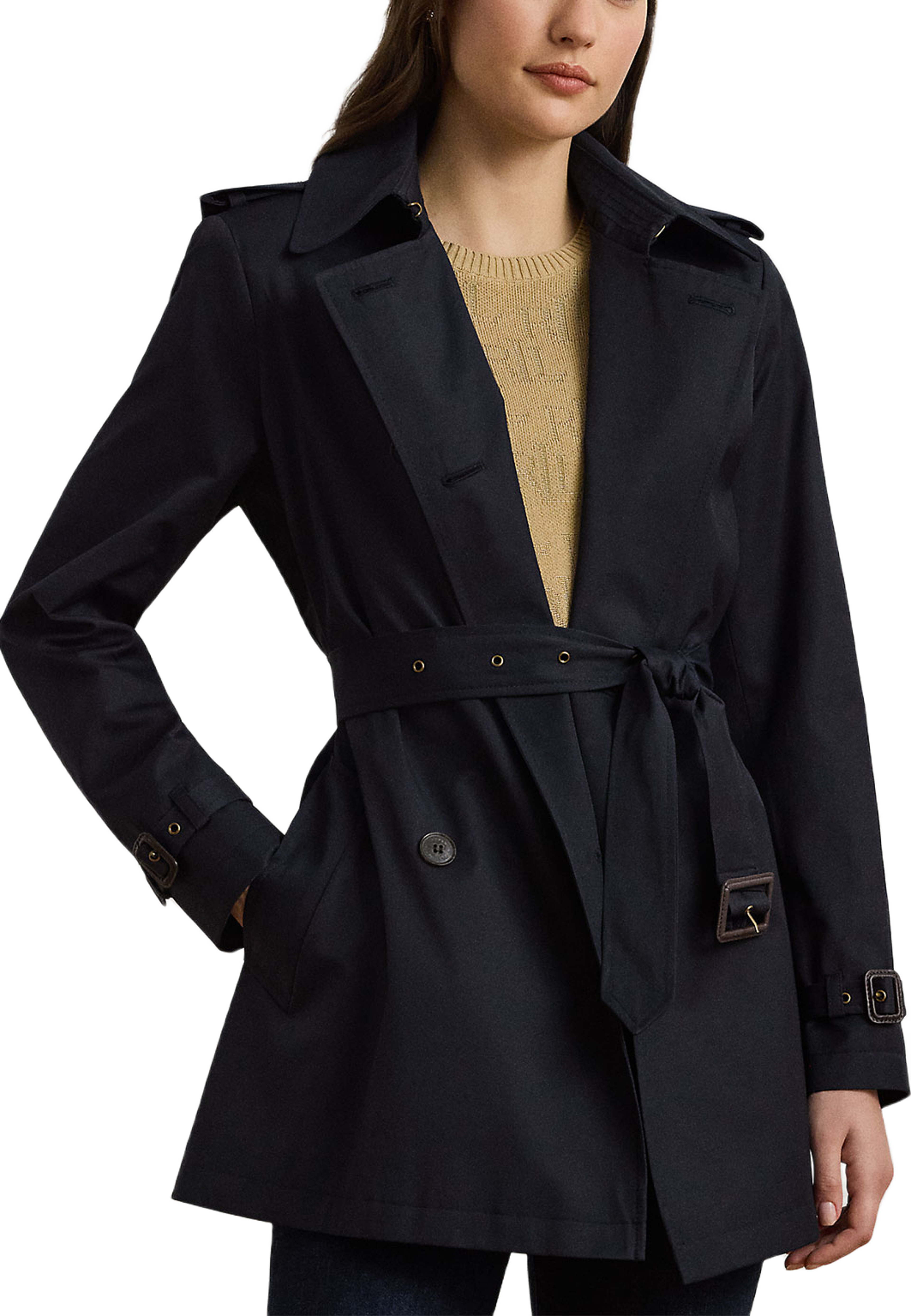 Double-Breasted Cotton-Blend Trench Coat