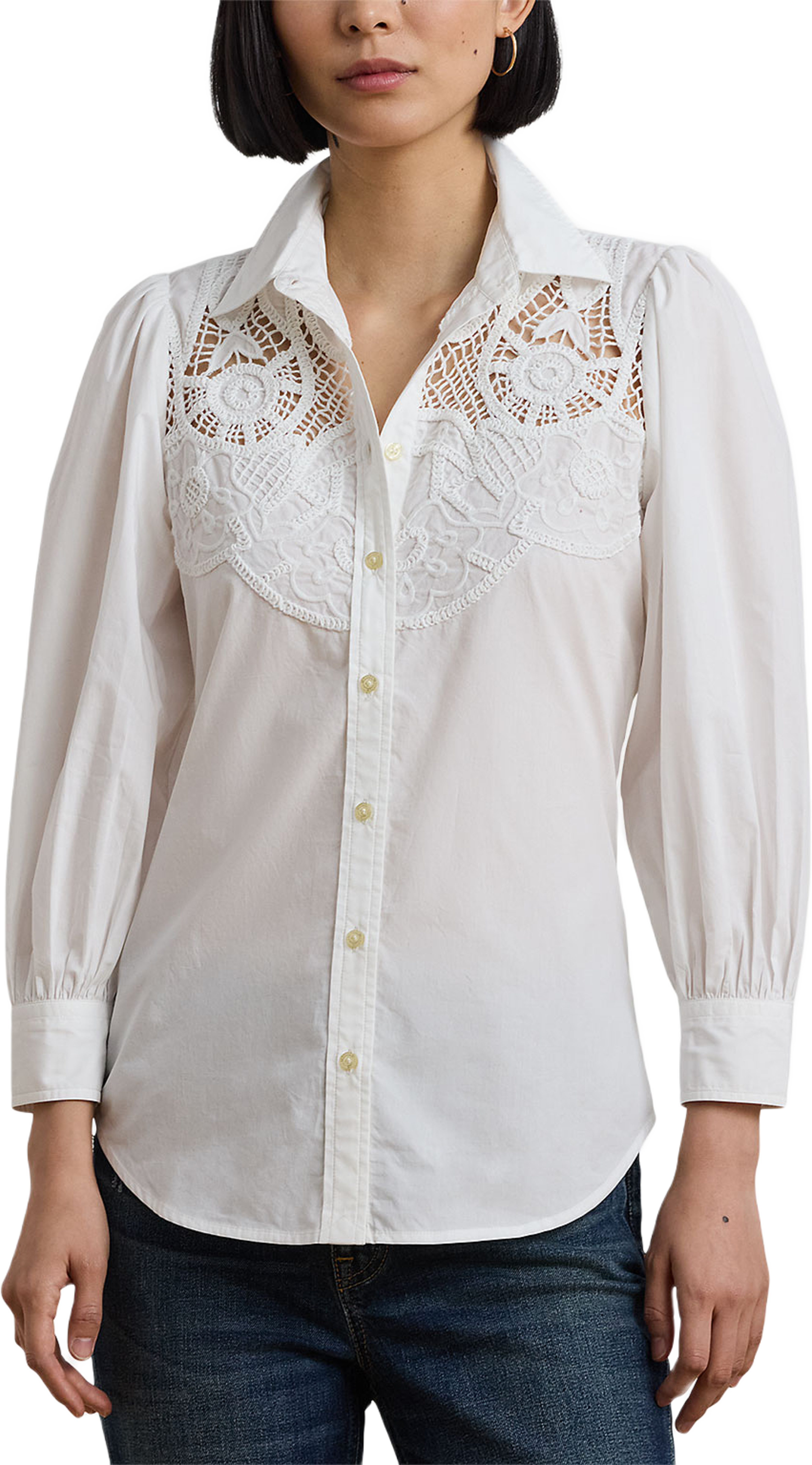 Eyelet Cotton Broadcloth Shirt