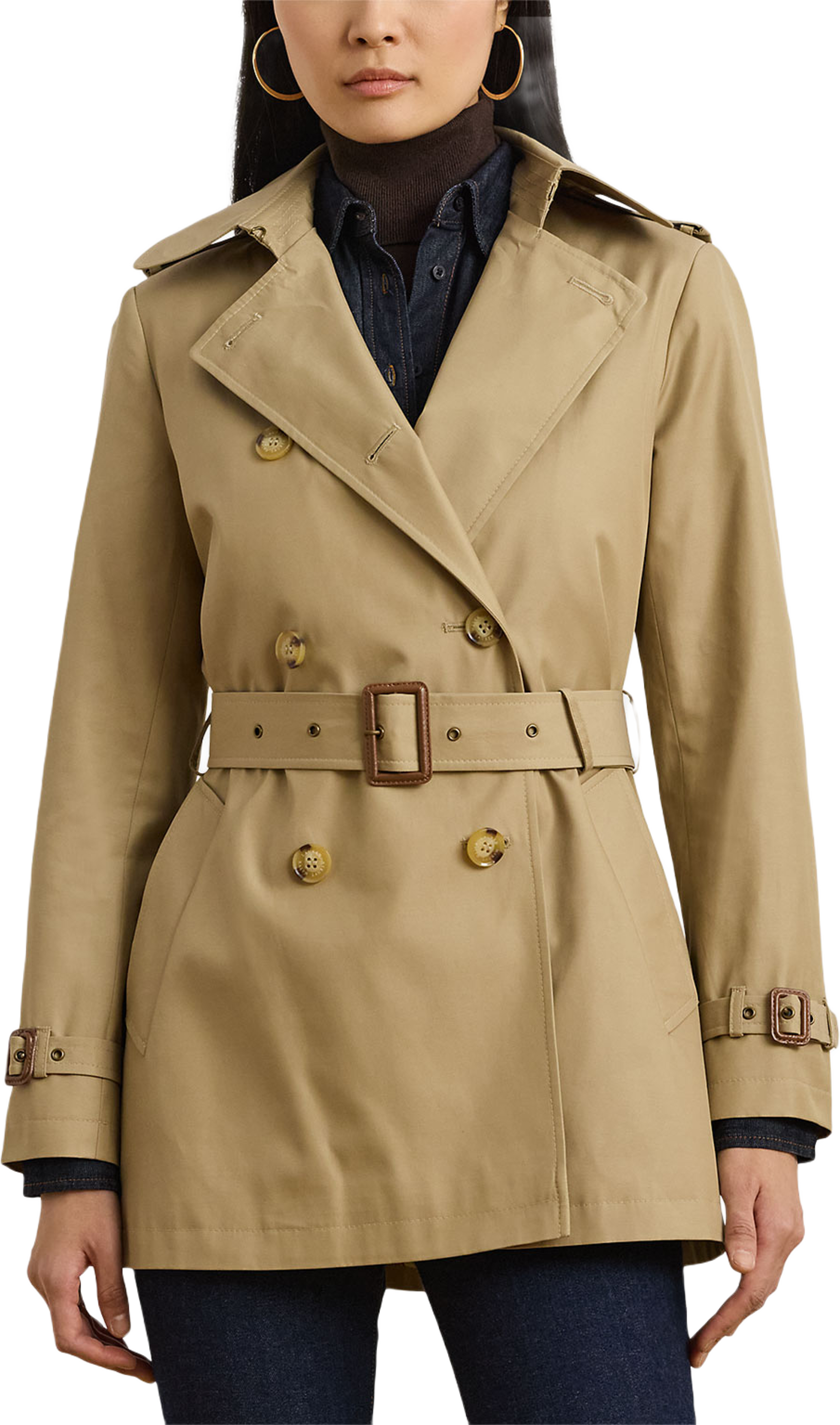 Double-Breasted Cotton-Blend Trench Coat