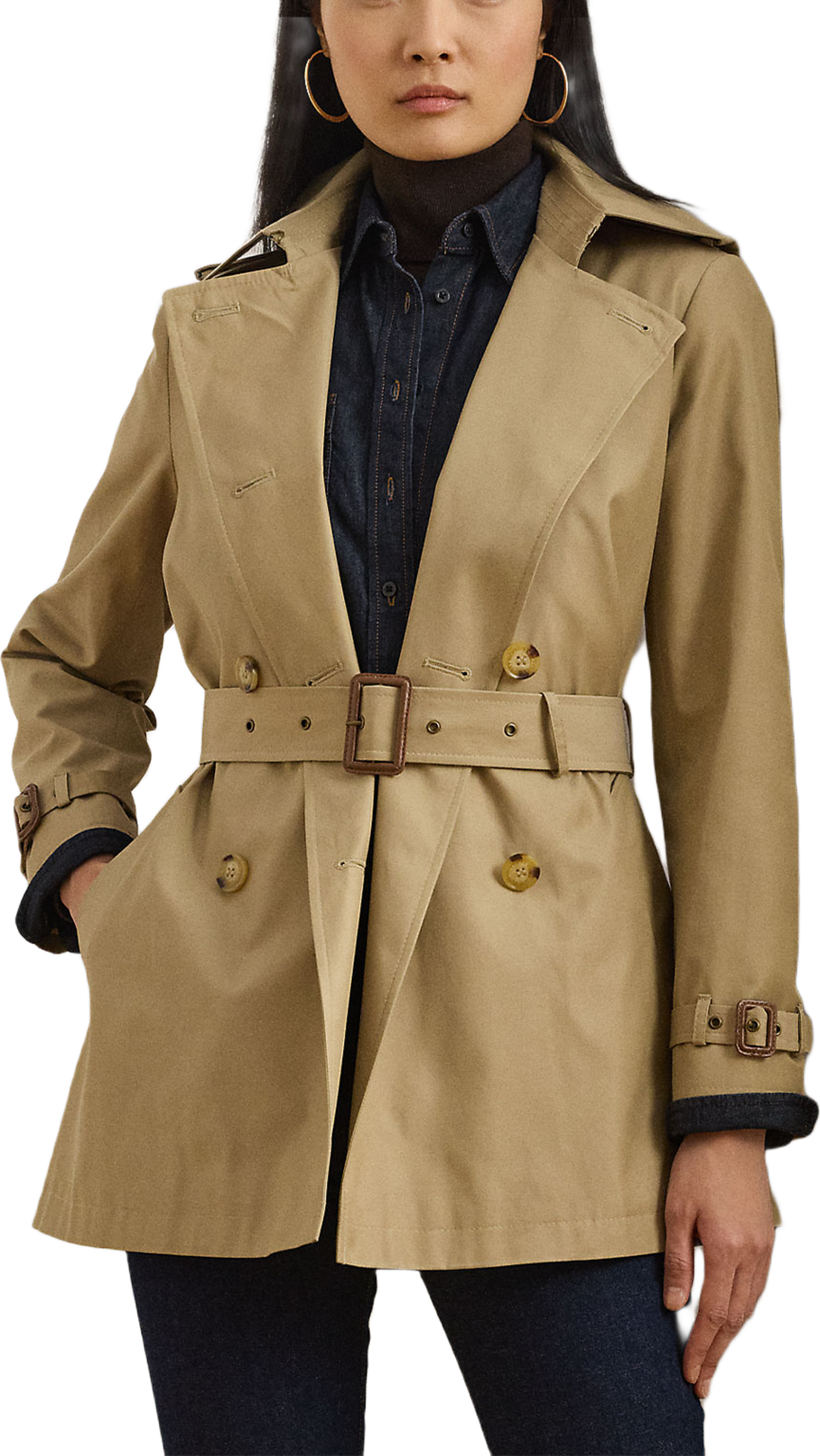 Double-Breasted Cotton-Blend Trench Coat
