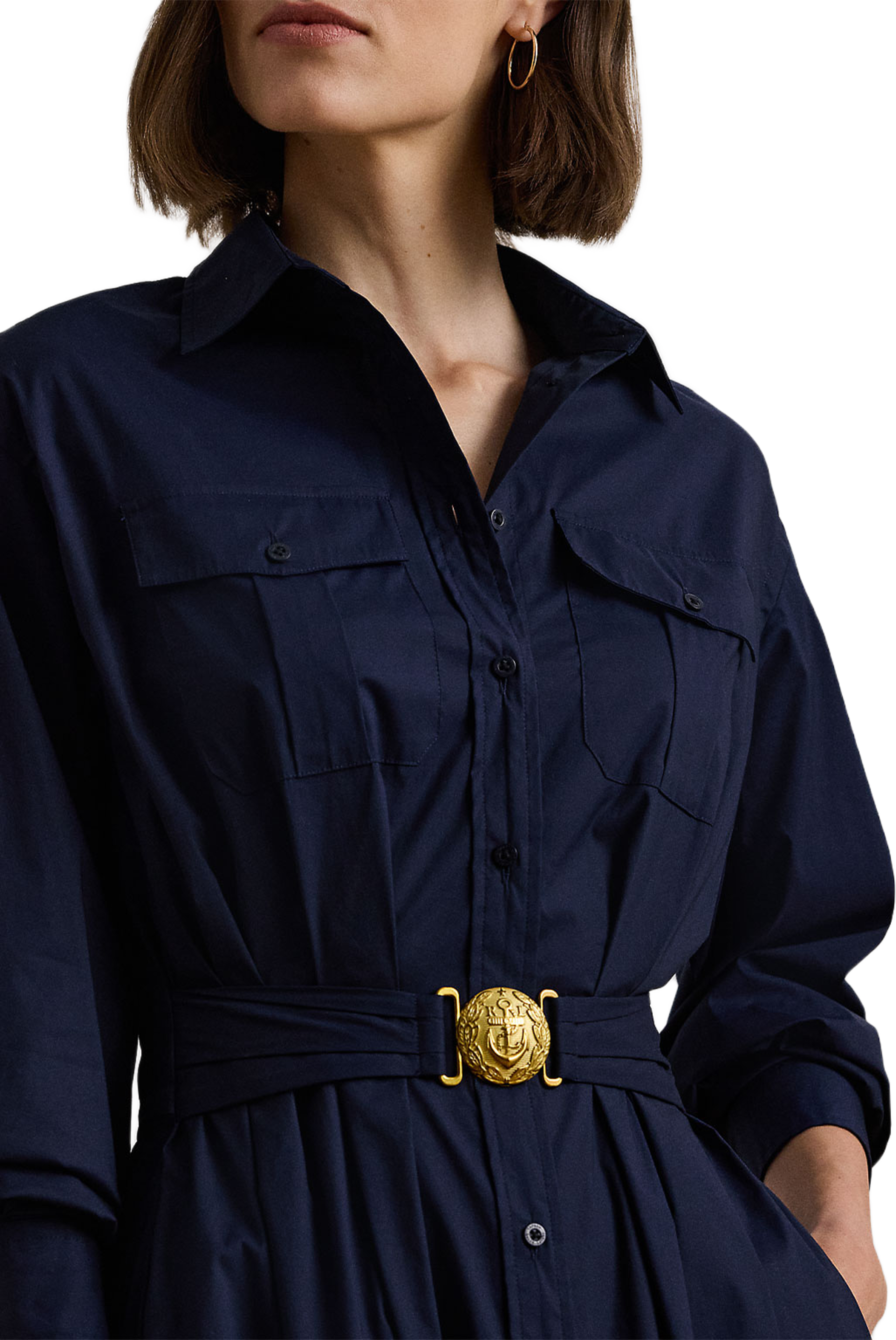 Belted Cotton-Blend Midi Shirtdress
