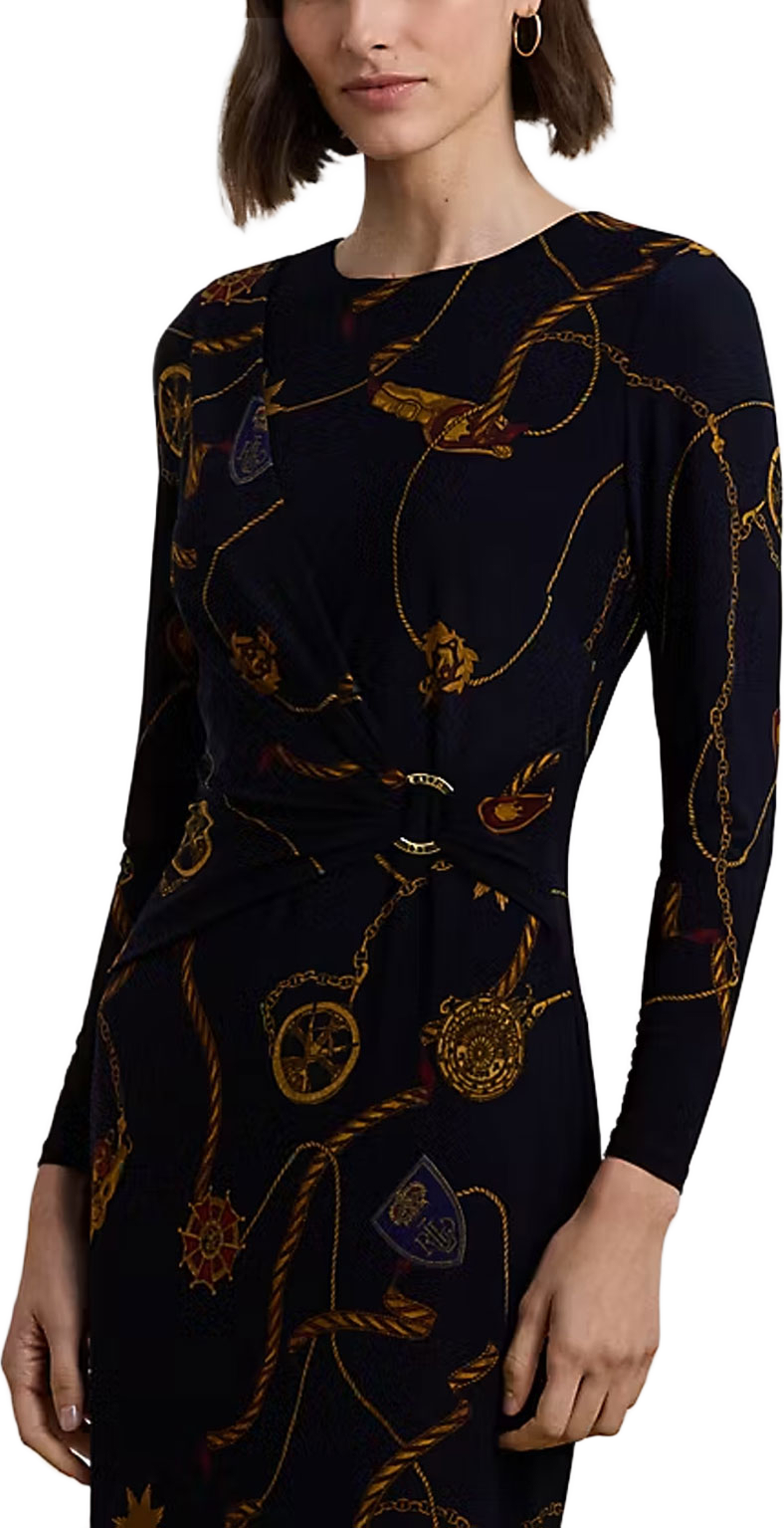 Print Jersey Three-Quarter-Sleeve Dress