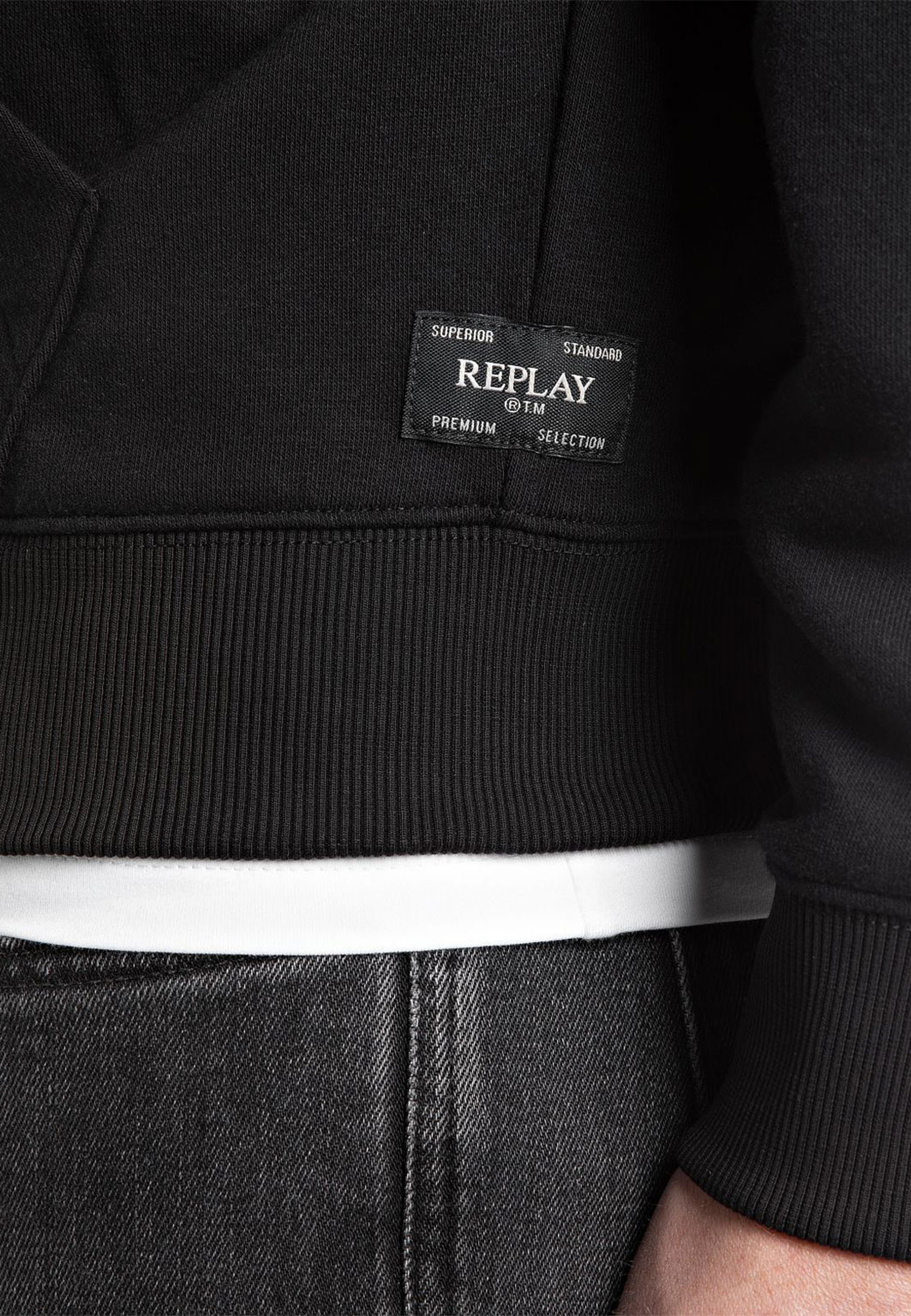 Brushed Fleece Hoodie, från Replay, i färgen Black. Klicka för att öppna bilden i stort format