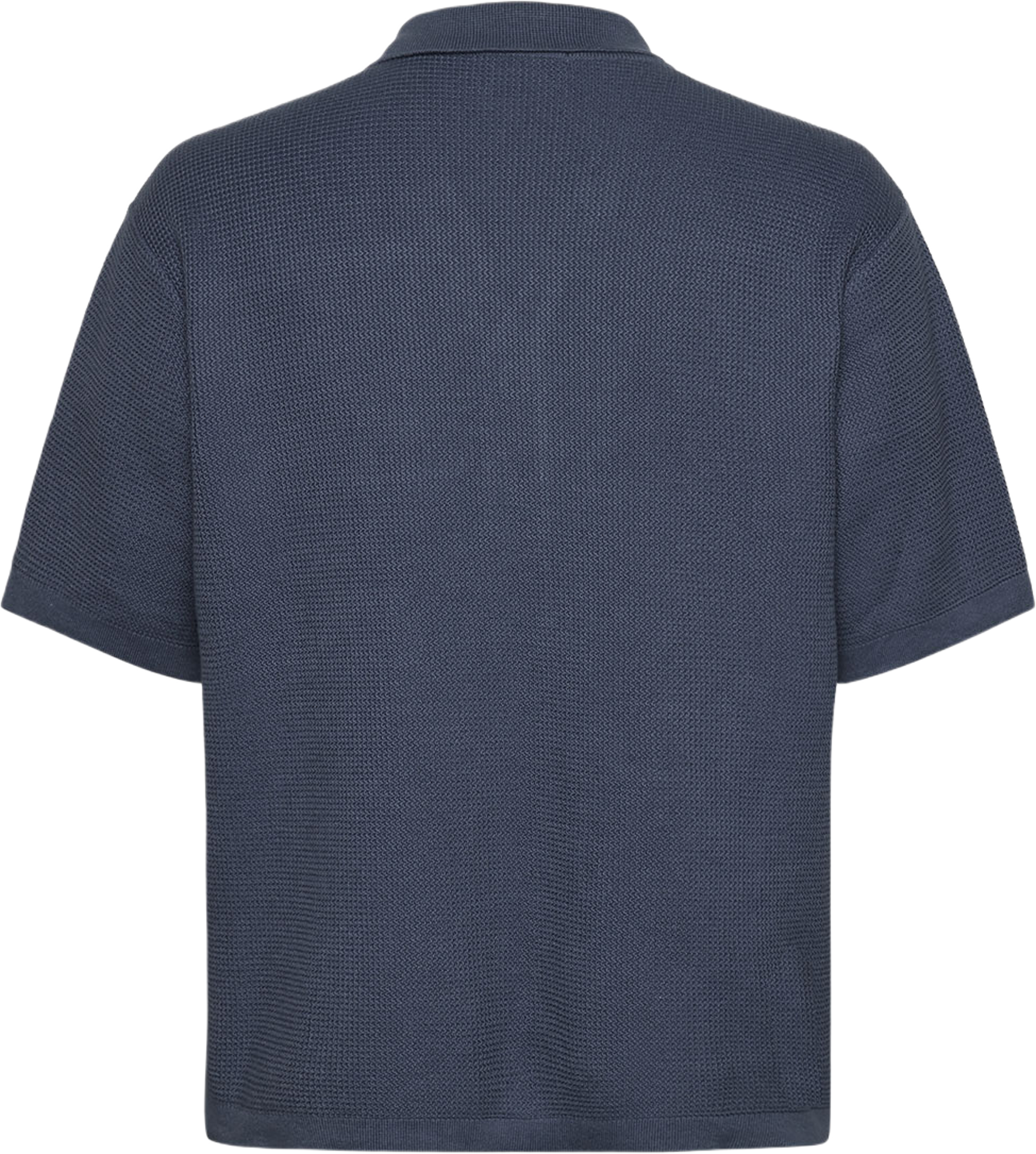 Boxy short sleeve structured knitted shirt