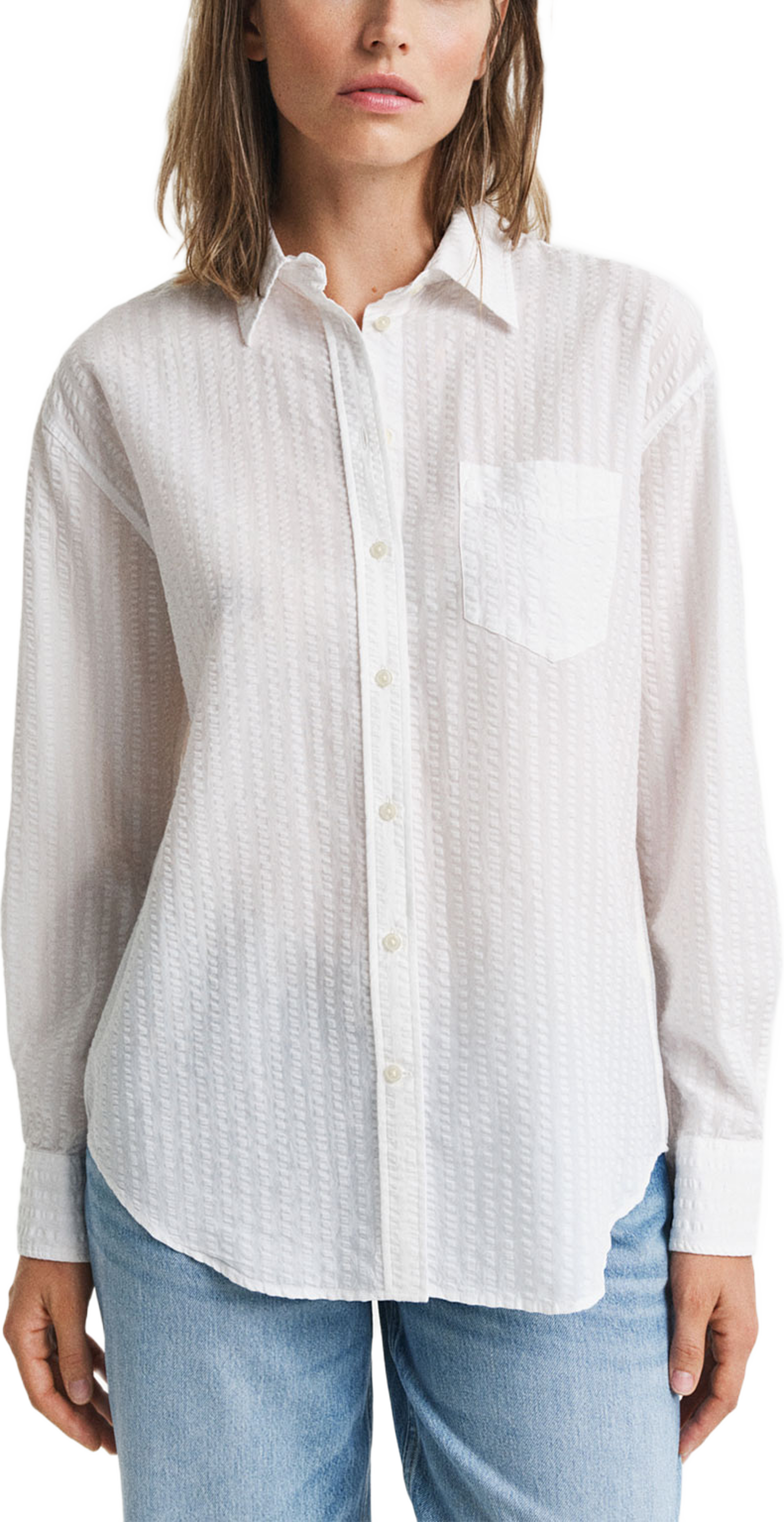 Relaxed Fit Tonal Striped Seersucker Shirt