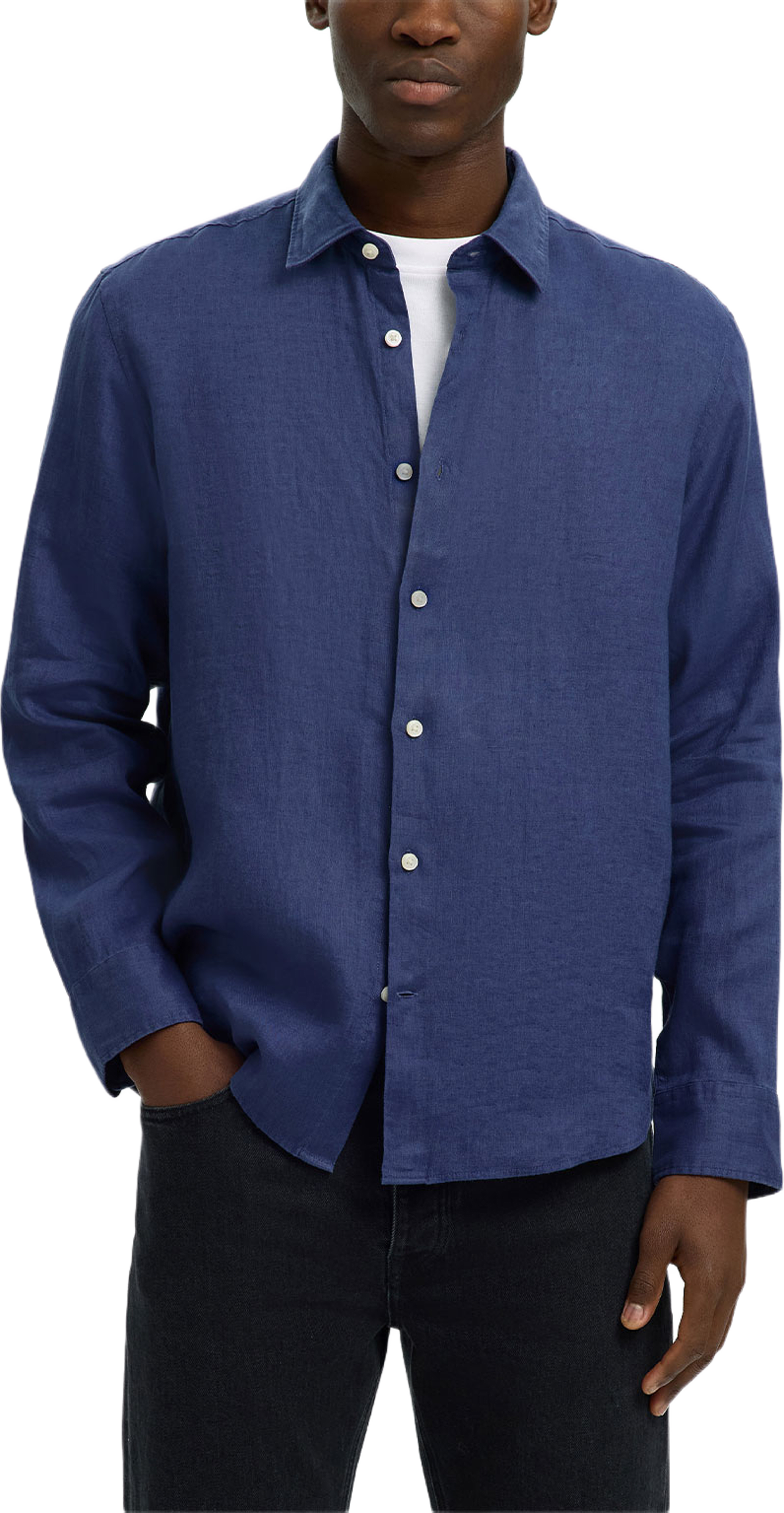 Linneskjorta Regular Fit KYLIAN, från Selected Homme, i färgen Oceana. Klicka för att öppna bilden i stort format