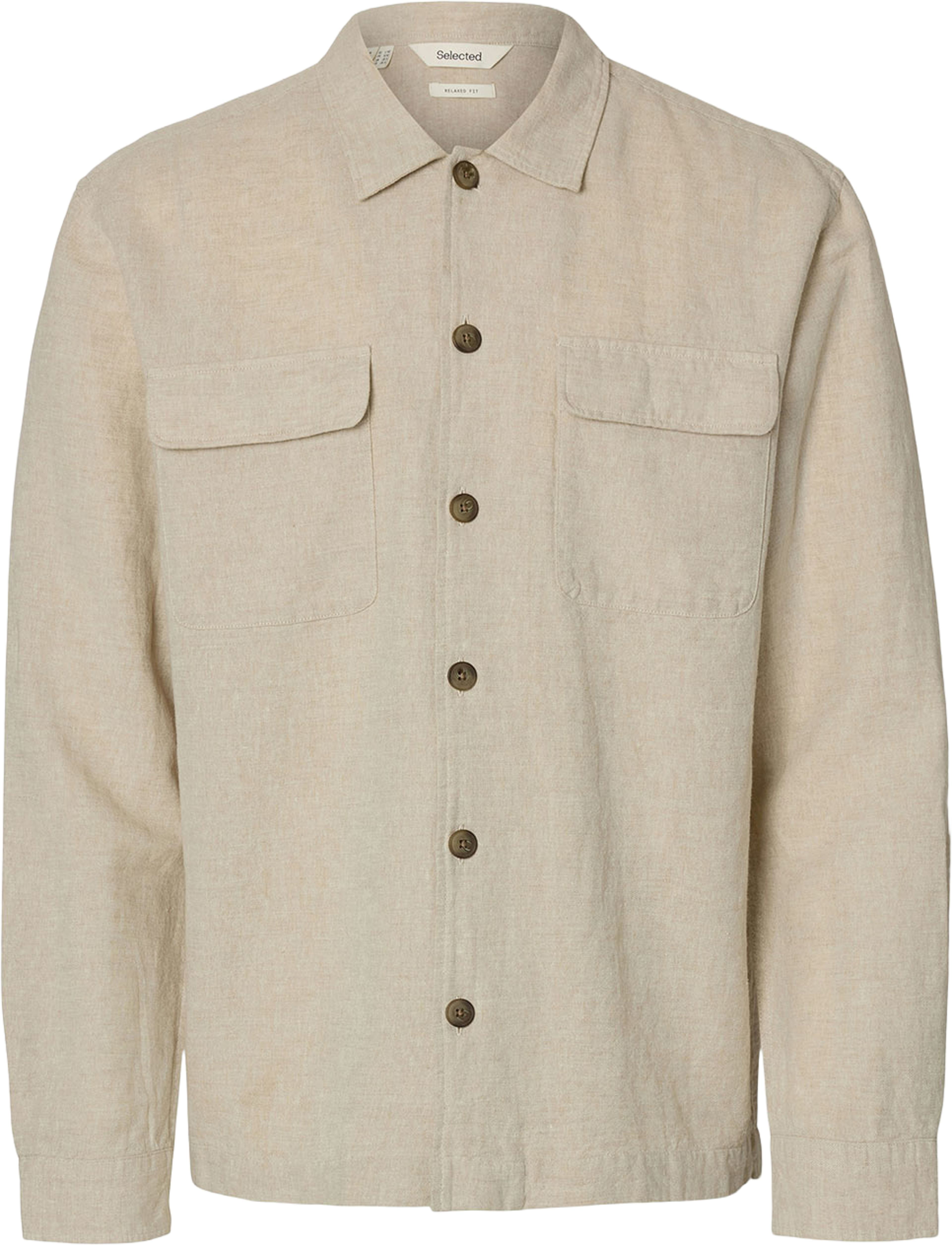 Linen Blend Overshirt, från Selected Homme, i färgen Pure Cashmere W. White. Klicka för att öppna bilden i stort format