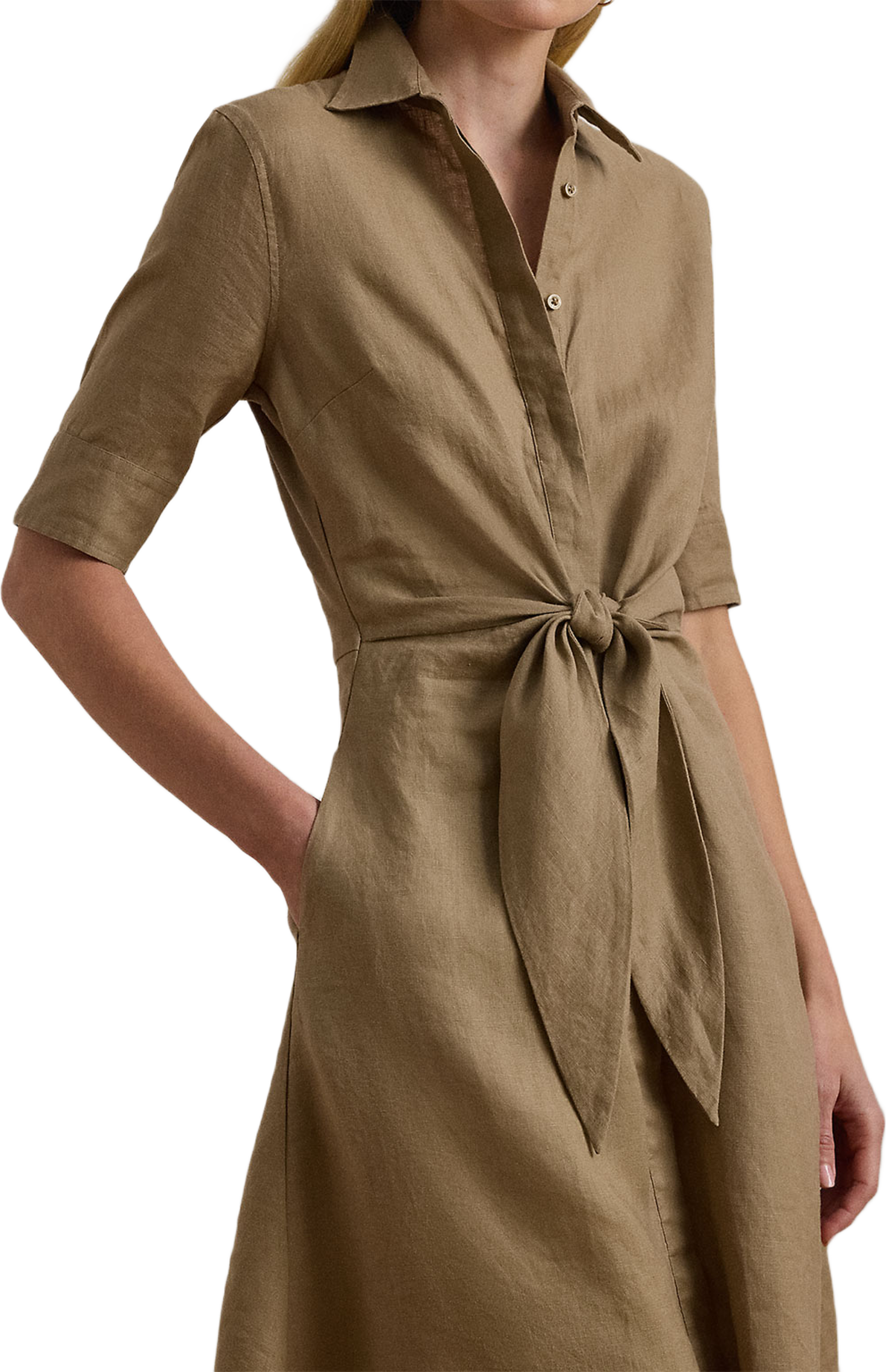 Tie-Front Linen Shirtdress