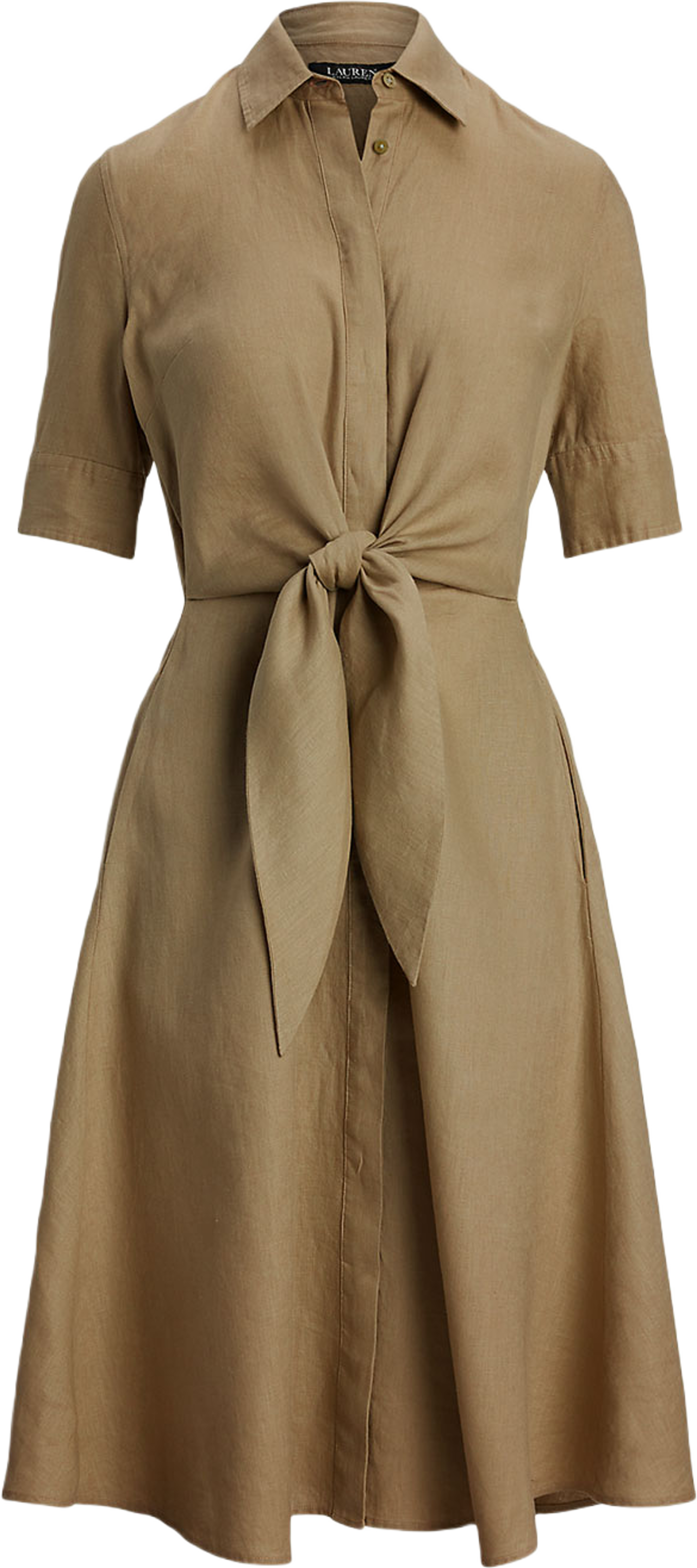 Tie-Front Linen Shirtdress