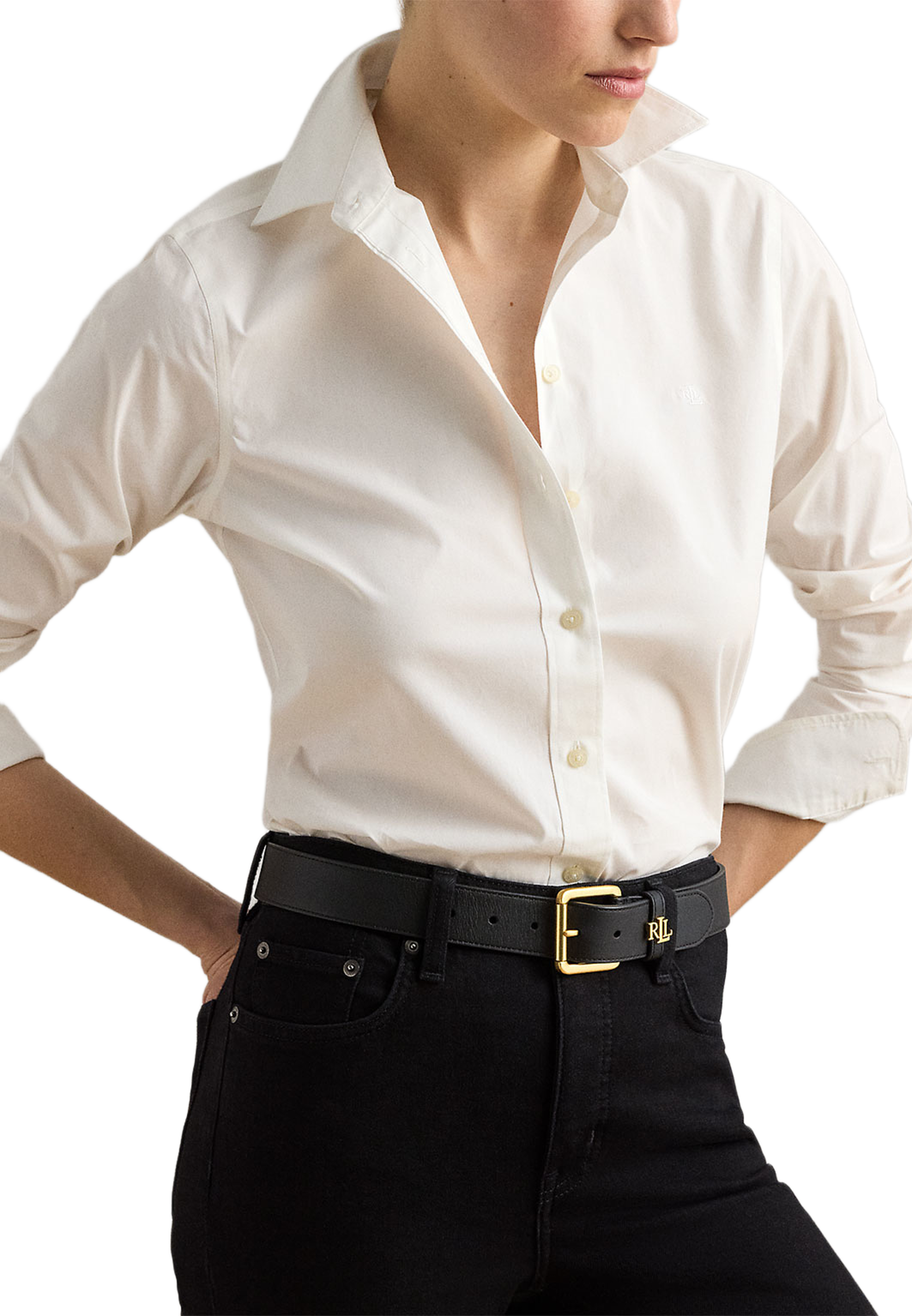 Logo-Keeper Leather Belt, från Lauren Ralph Lauren, i färgen Black. Klicka för att öppna bilden i stort format