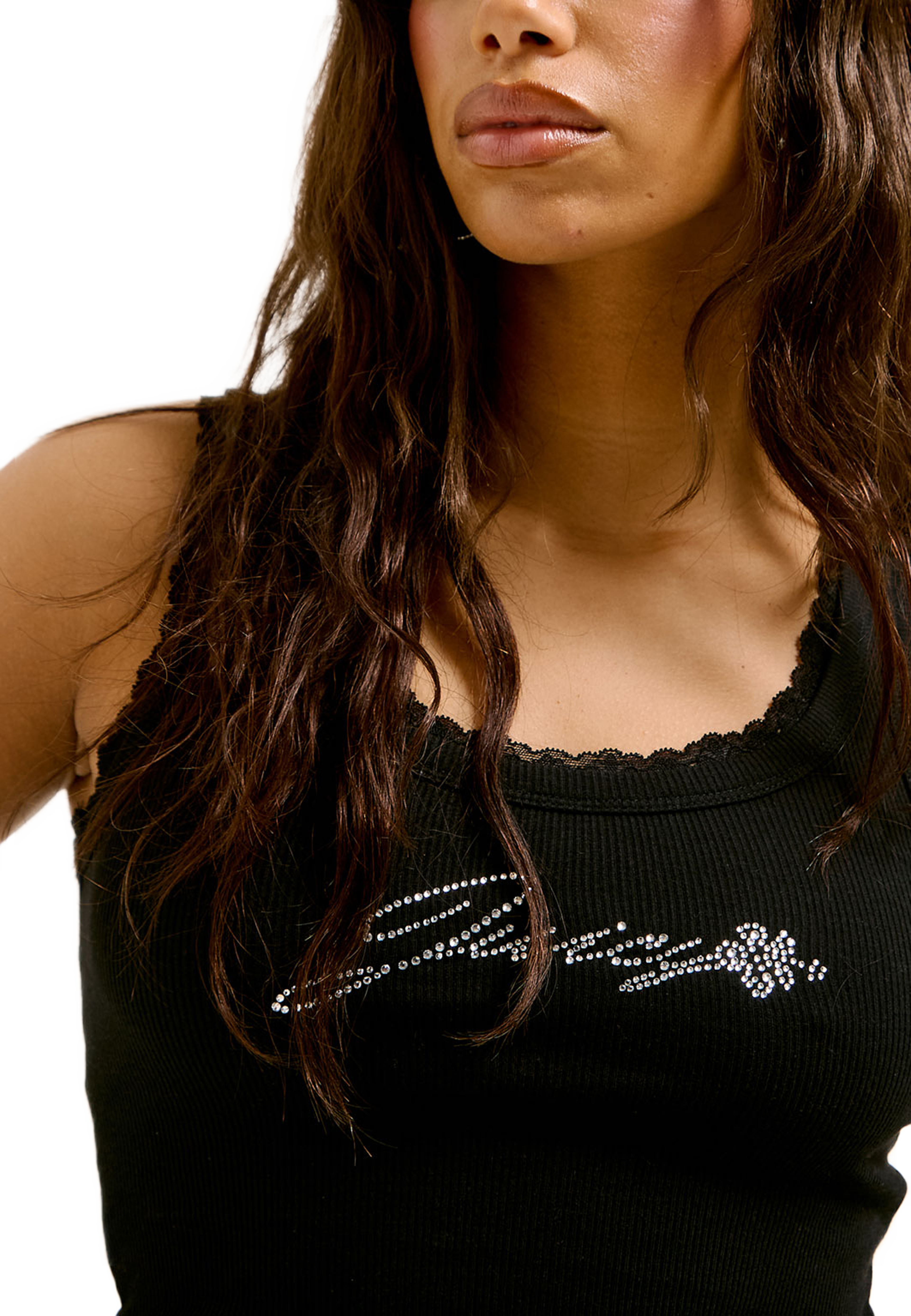 Juicy Hibiscus Crystal Vest W. Lace Trim