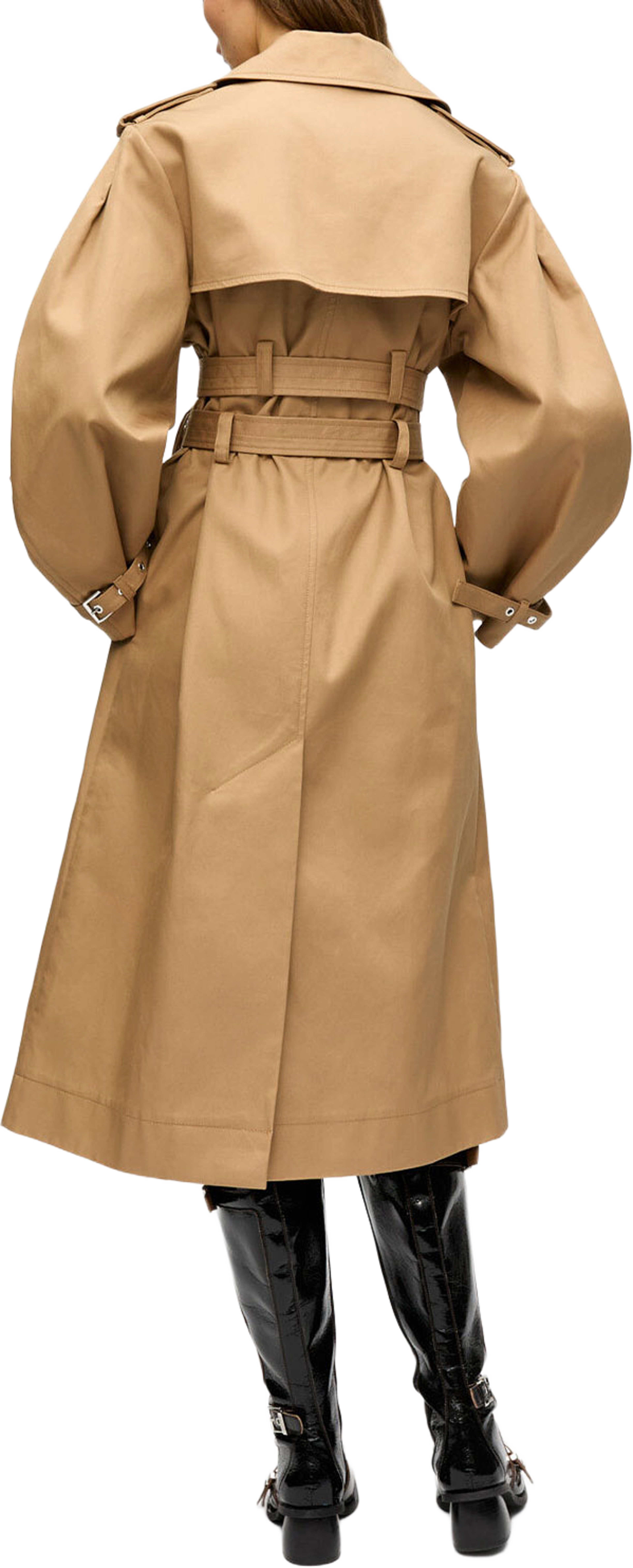 Bonded Cotton Trench Coat, från GANNI, i färgen Tiger's Eye. Klicka för att öppna bilden i stort format