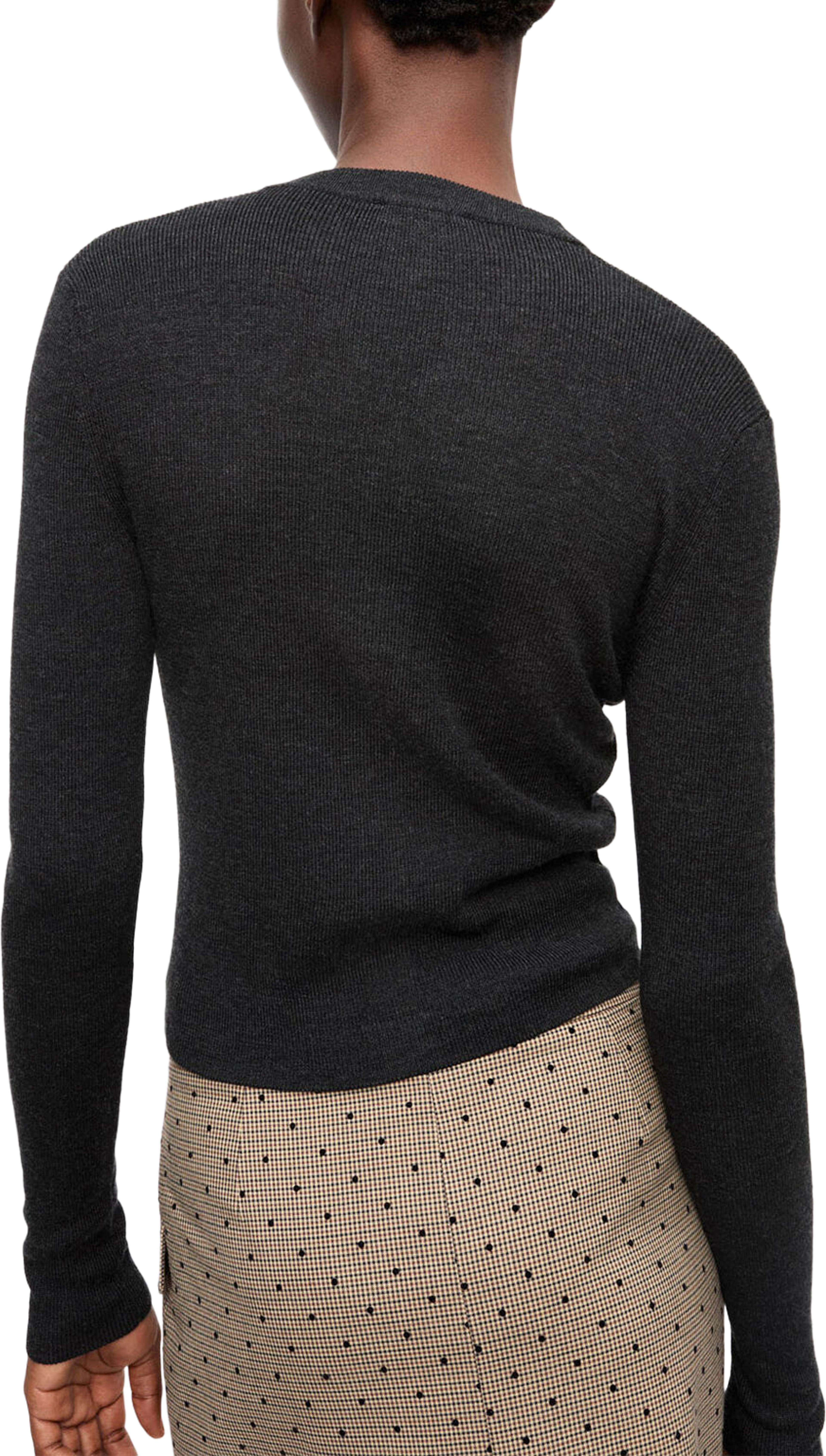 Mini Ribbed Merino Cardigan, från GANNI, i färgen Phantom. Klicka för att öppna bilden i stort format