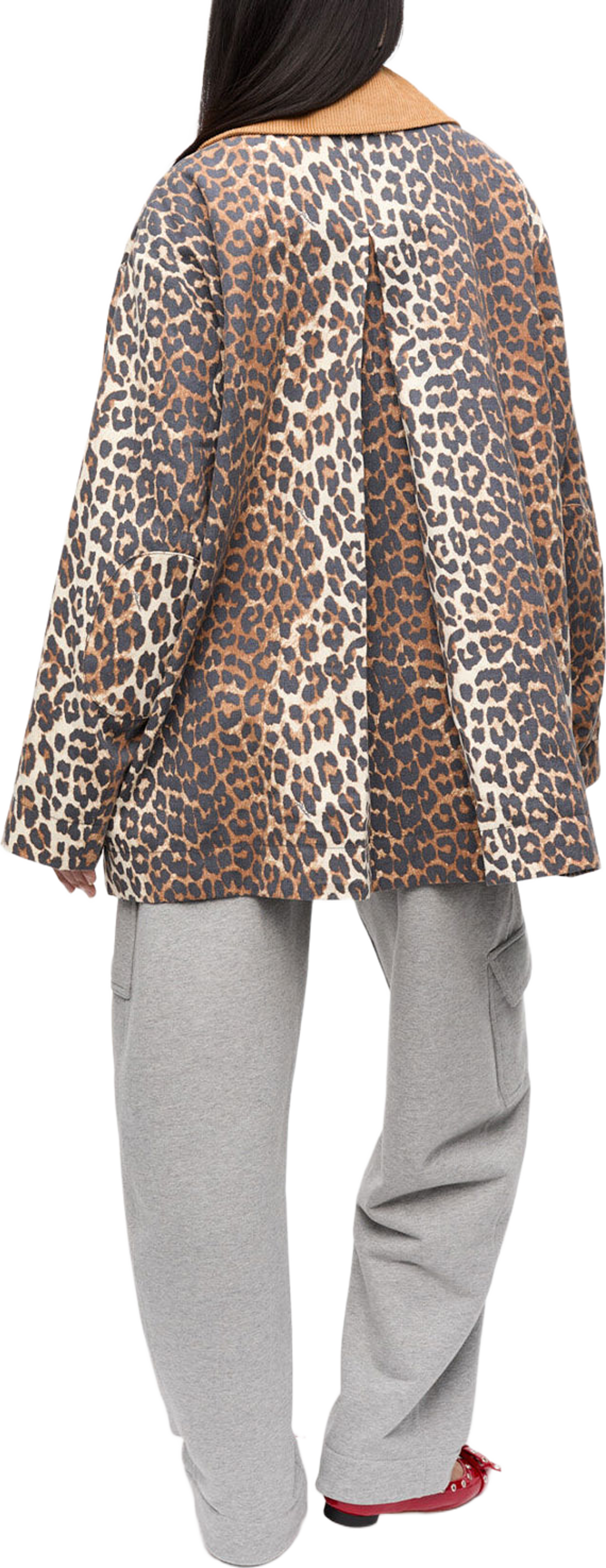 Printed Canvas Midi Jacket, från GANNI, i färgen Almond Milk. Klicka för att öppna bilden i stort format