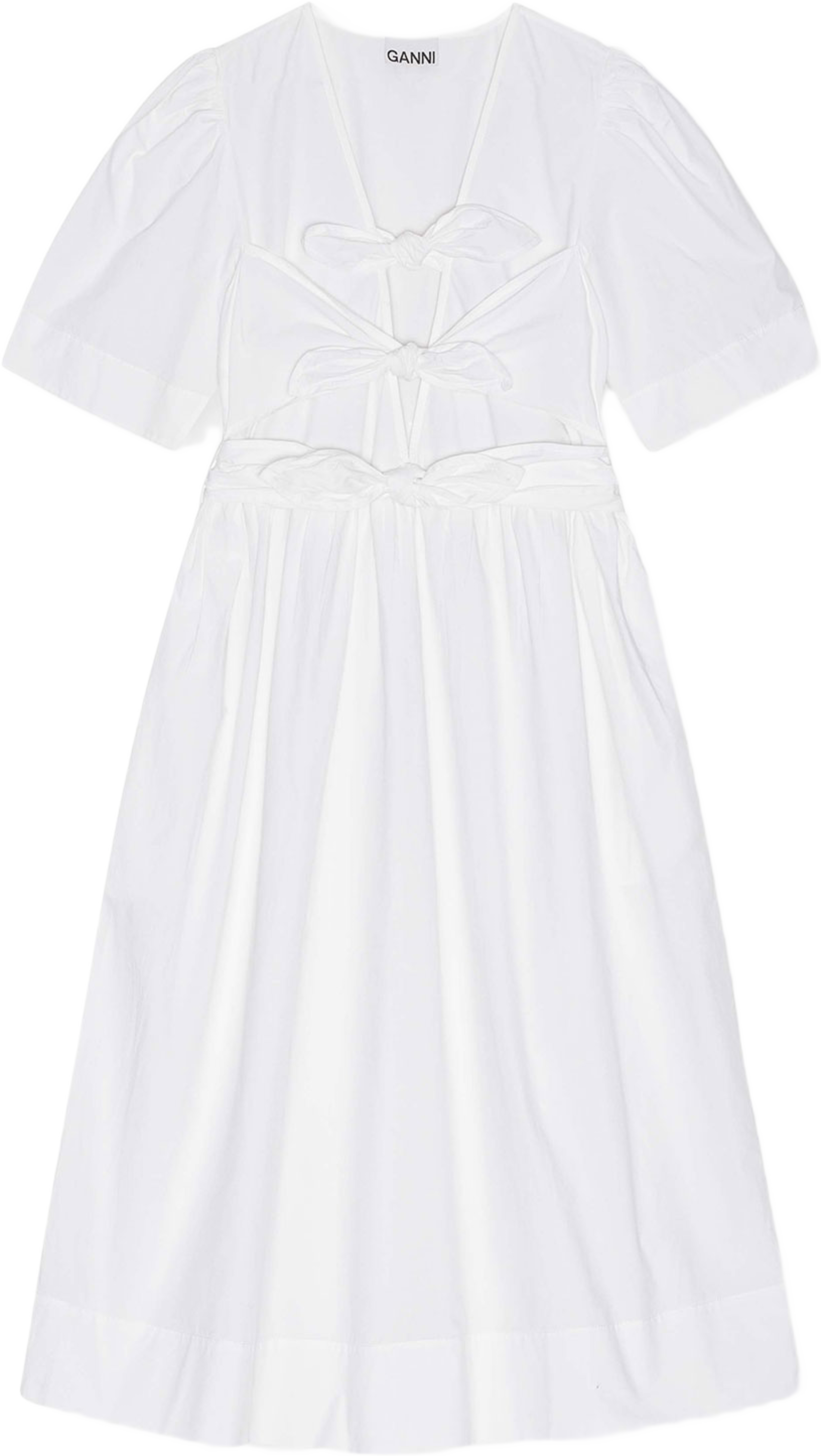 Washed Stretch Cotton Tie Strap Midi Dress