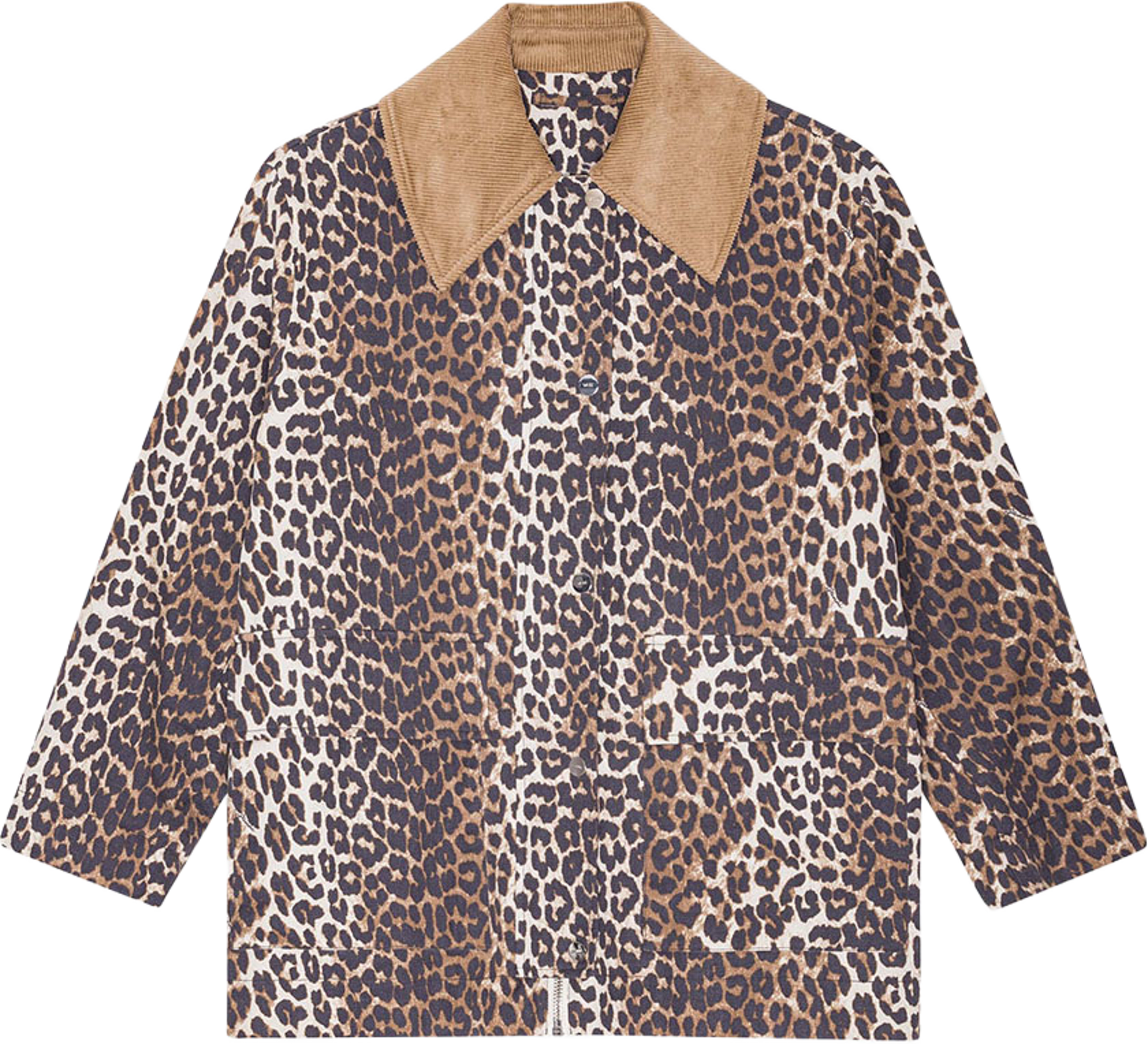 Printed Canvas Midi Jacket, från GANNI, i färgen Almond Milk. Klicka för att öppna bilden i stort format