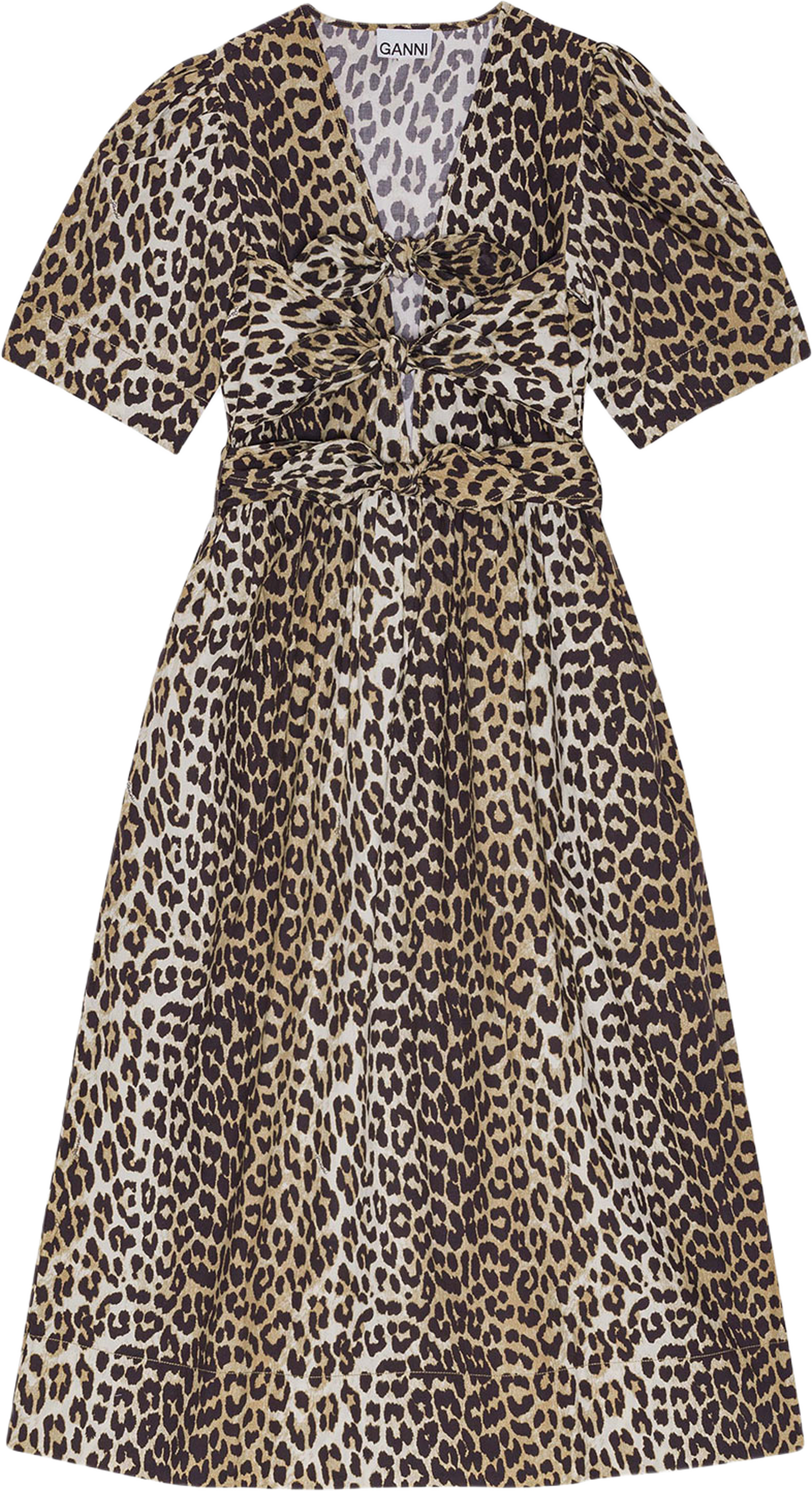 Printed Cotton Tie Strap Midi Dress