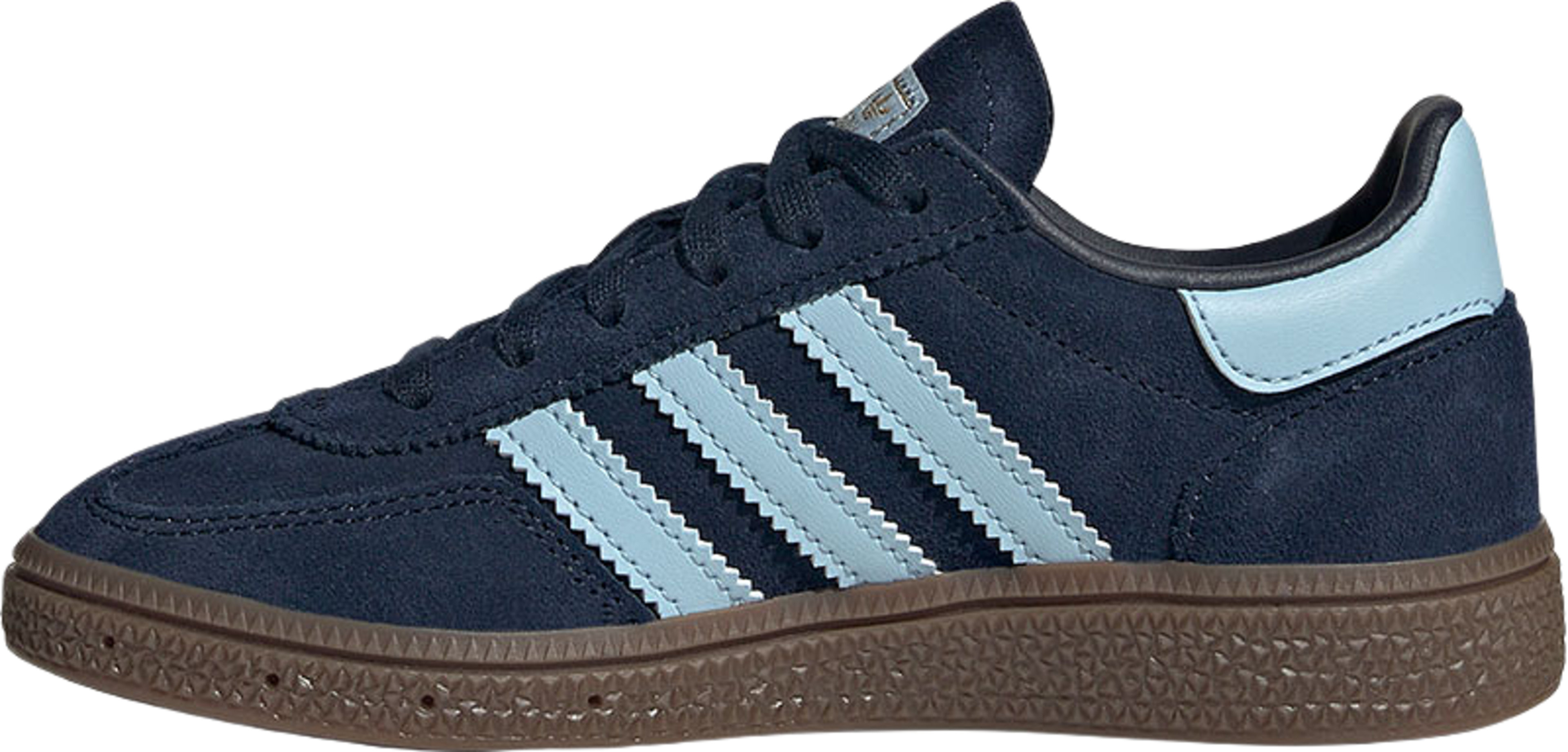 Handball Spezial Skor Barn, från Adidas Originals, i färgen Conavy/Clesky/Gum5. Klicka för att öppna bilden i stort format