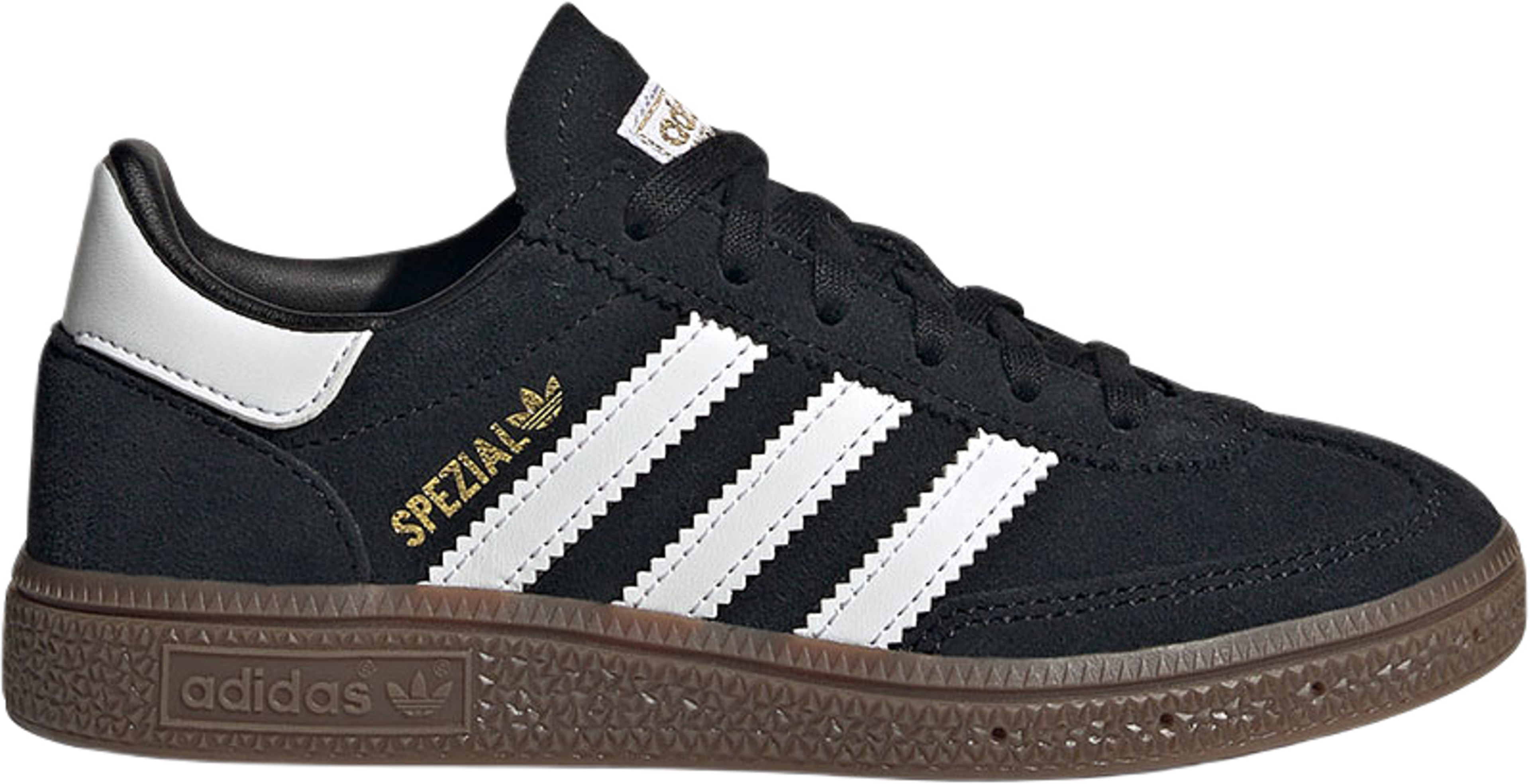 Handball Spezial Skor Barn, från Adidas Originals, i färgen Cblack/Ftwwht/Gum5. Klicka för att öppna bilden i stort format