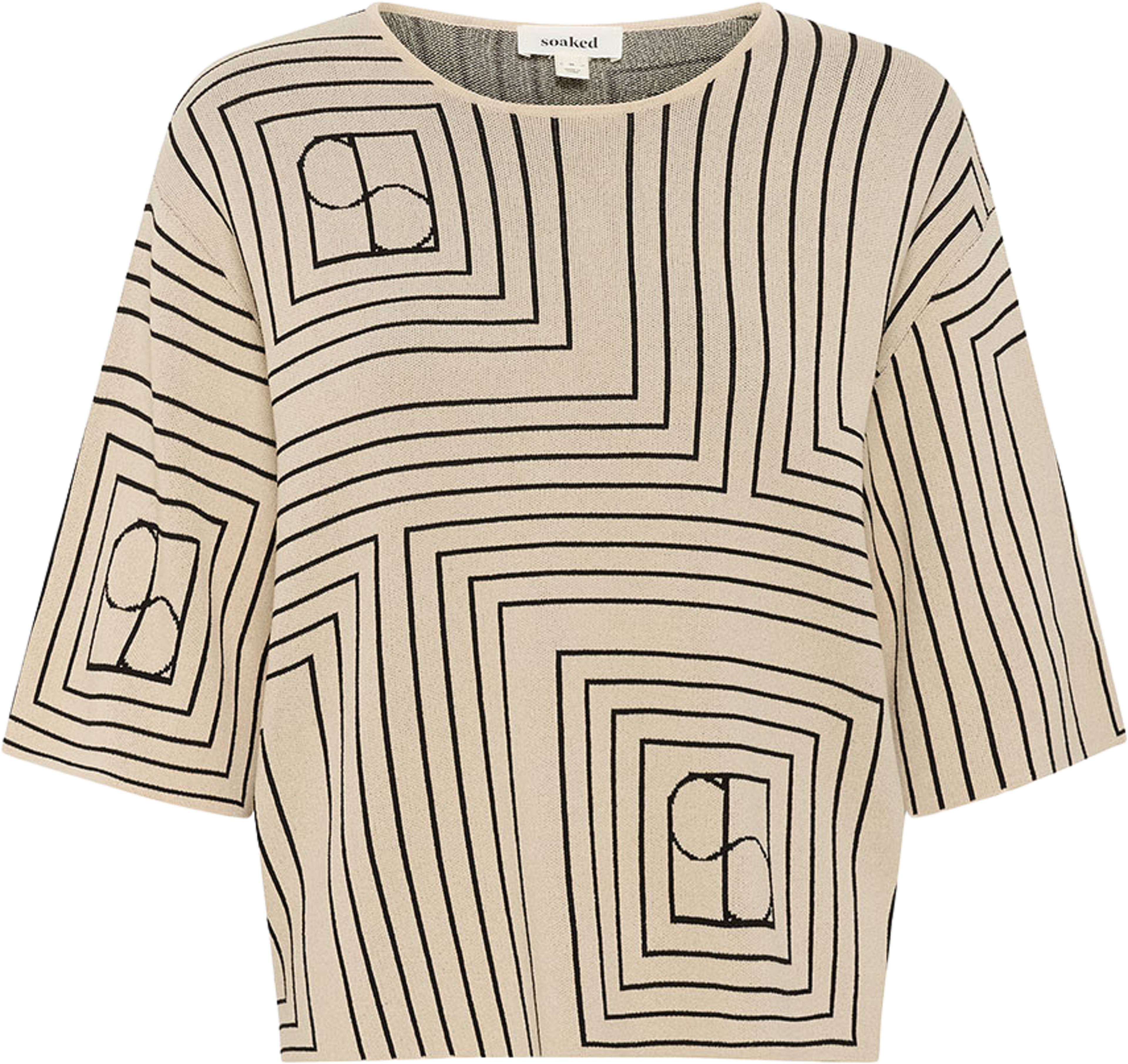 SLIndianna Medea Pullover, från Soaked In Luxury, i färgen Oatmeal W Black Monogram.