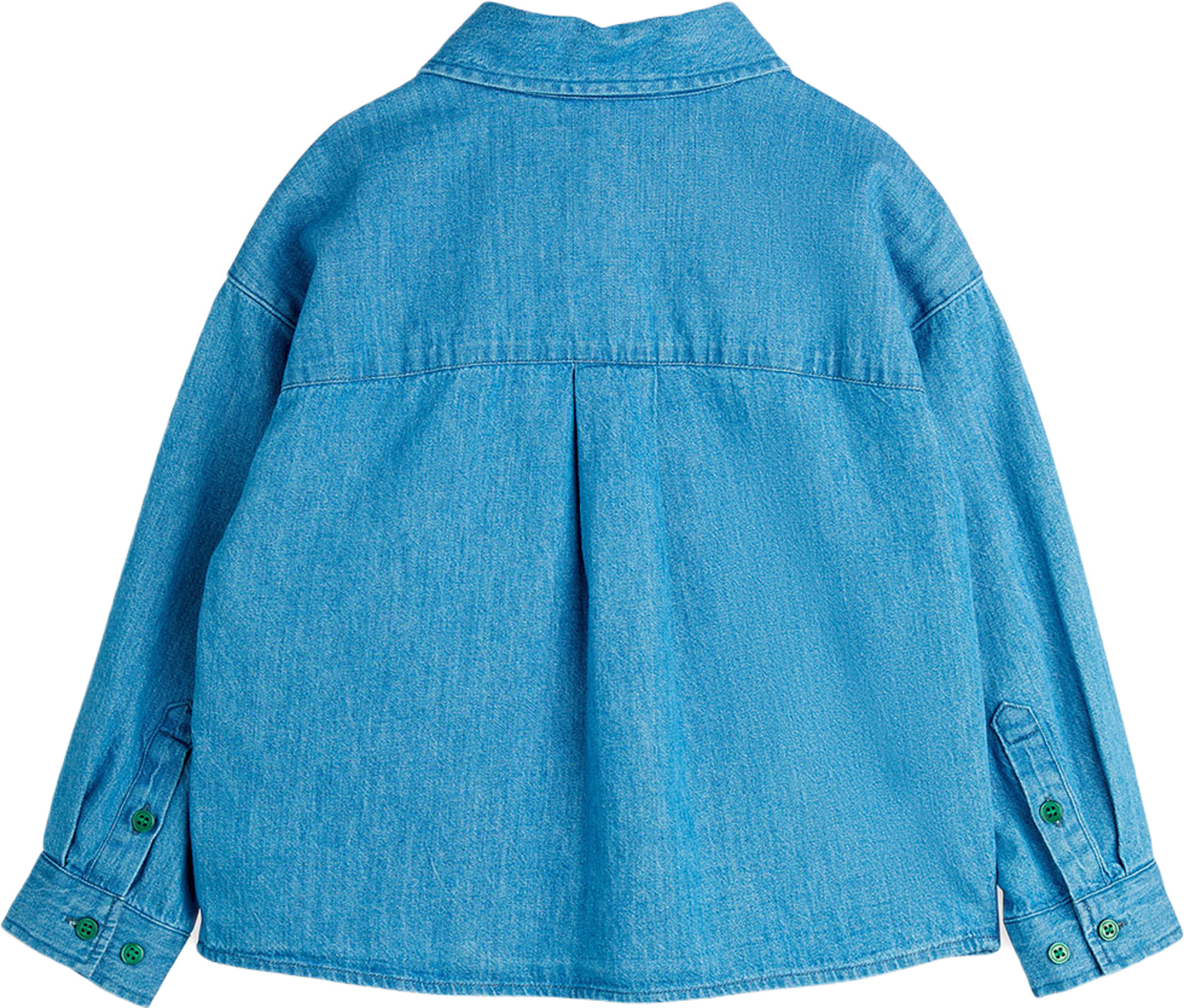 Note embroidered lightweight denim Long-sleeve shirt