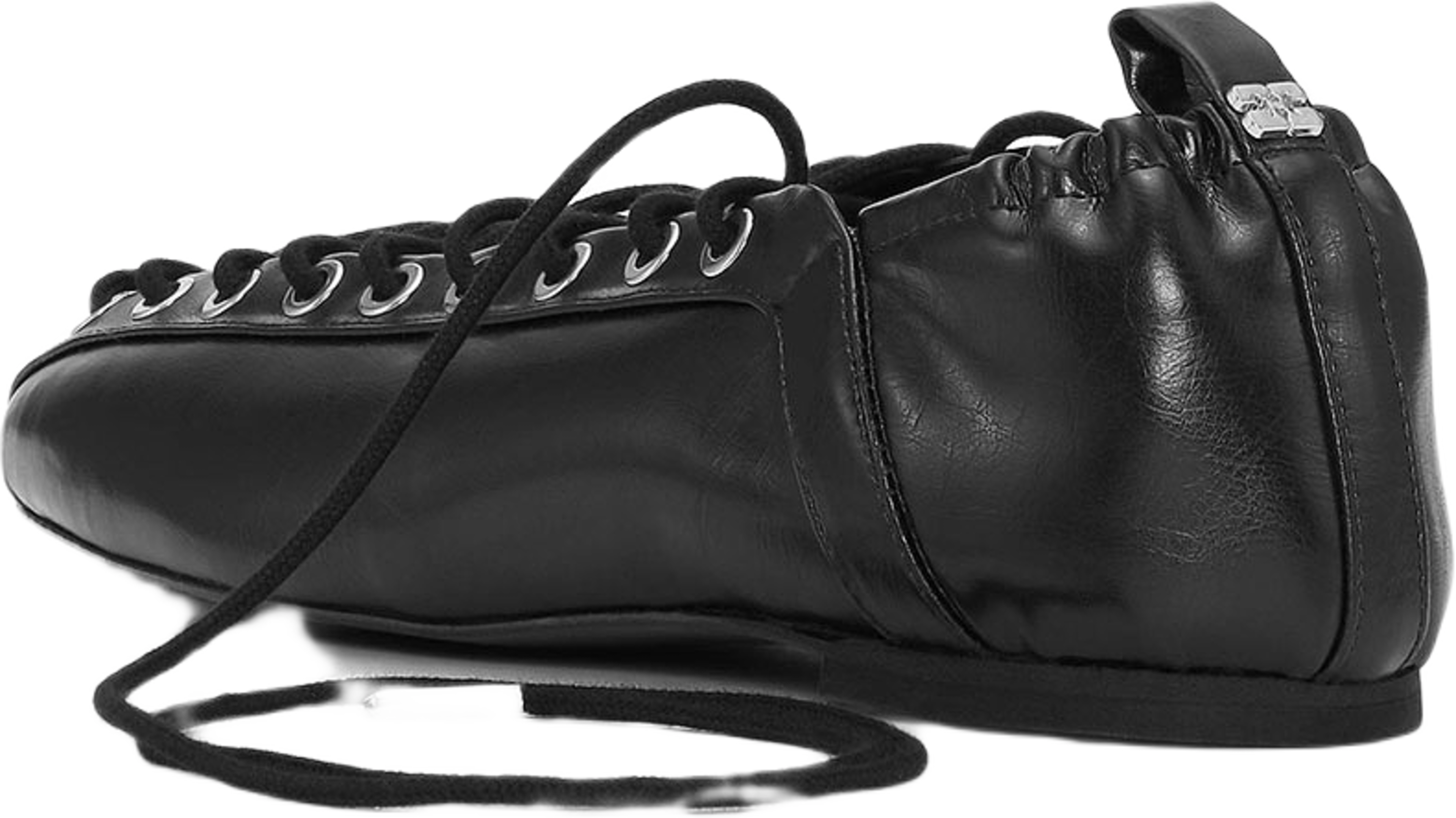 Eyelets Lace Up Ballerina Crinkle Oleatex
