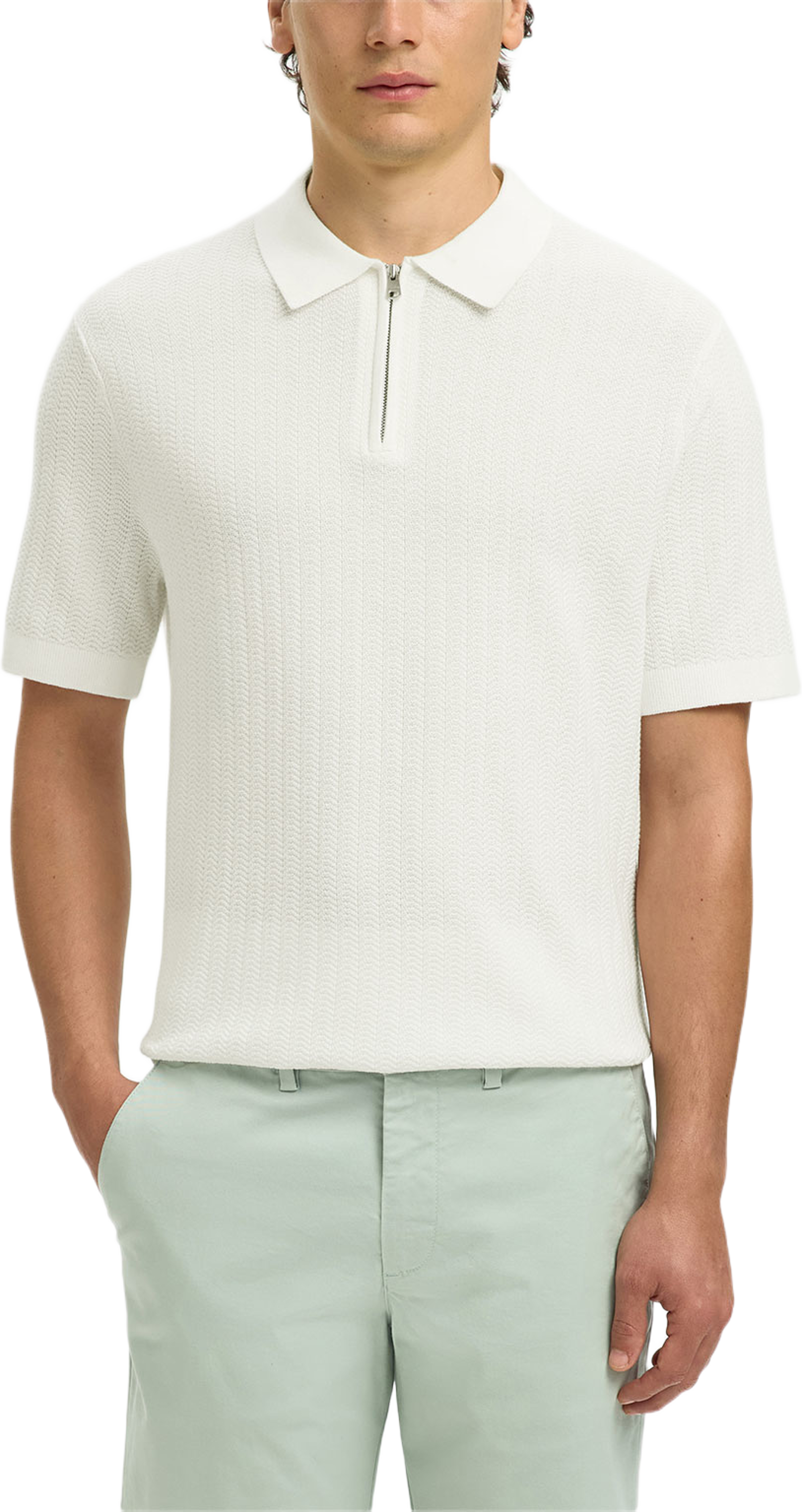 Half Zip Sweather, från Selected Homme, i färgen Egret. Klicka för att öppna bilden i stort format