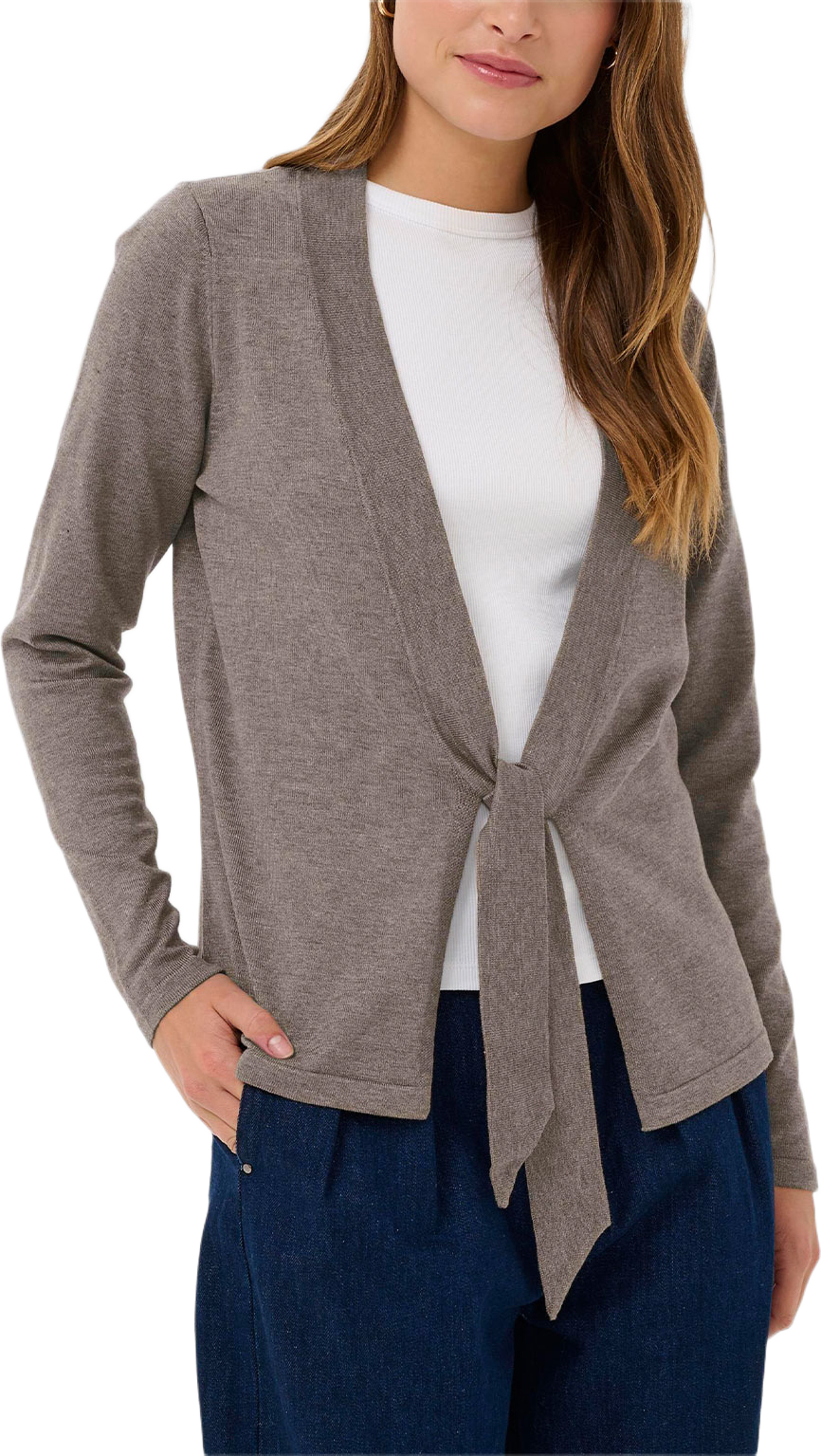 MilaSZ Tie Cardigan, från Saint Tropez, i färgen Iron Melange. Klicka för att öppna bilden i stort format