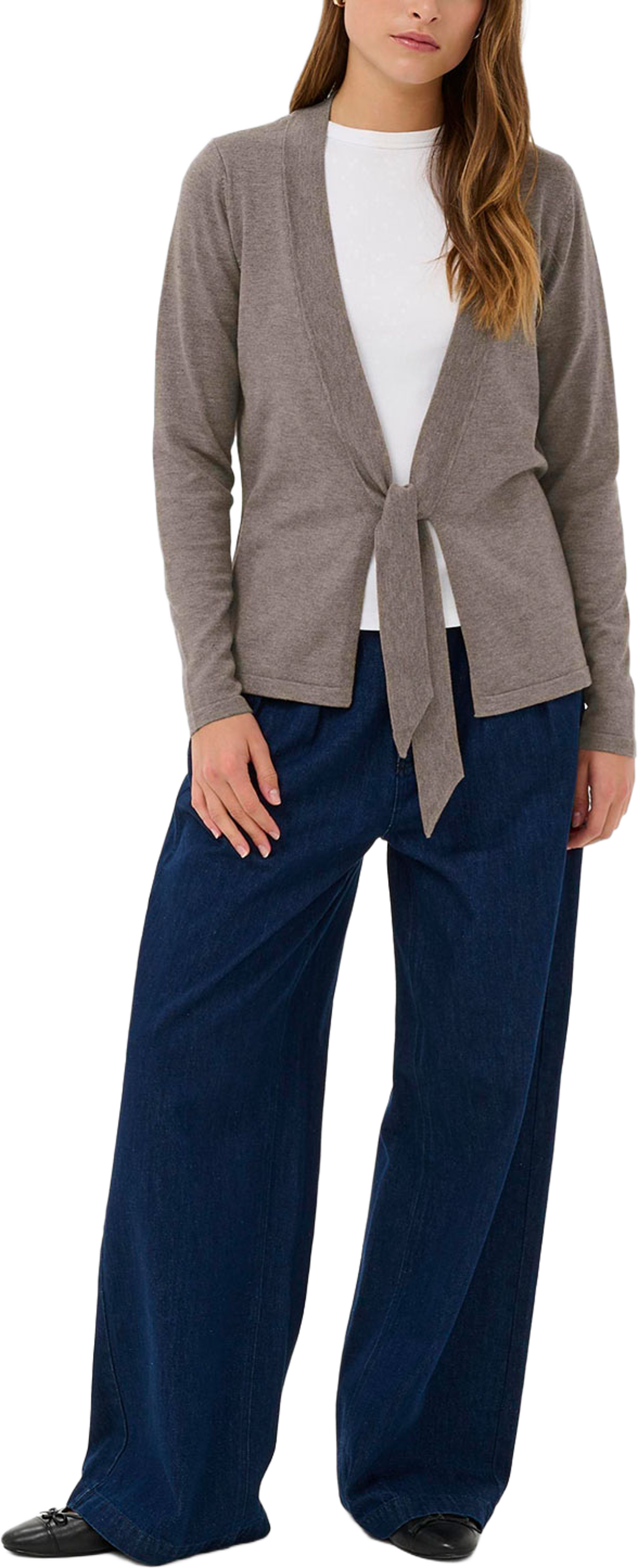 MilaSZ Tie Cardigan, från Saint Tropez, i färgen Iron Melange. Klicka för att öppna bilden i stort format