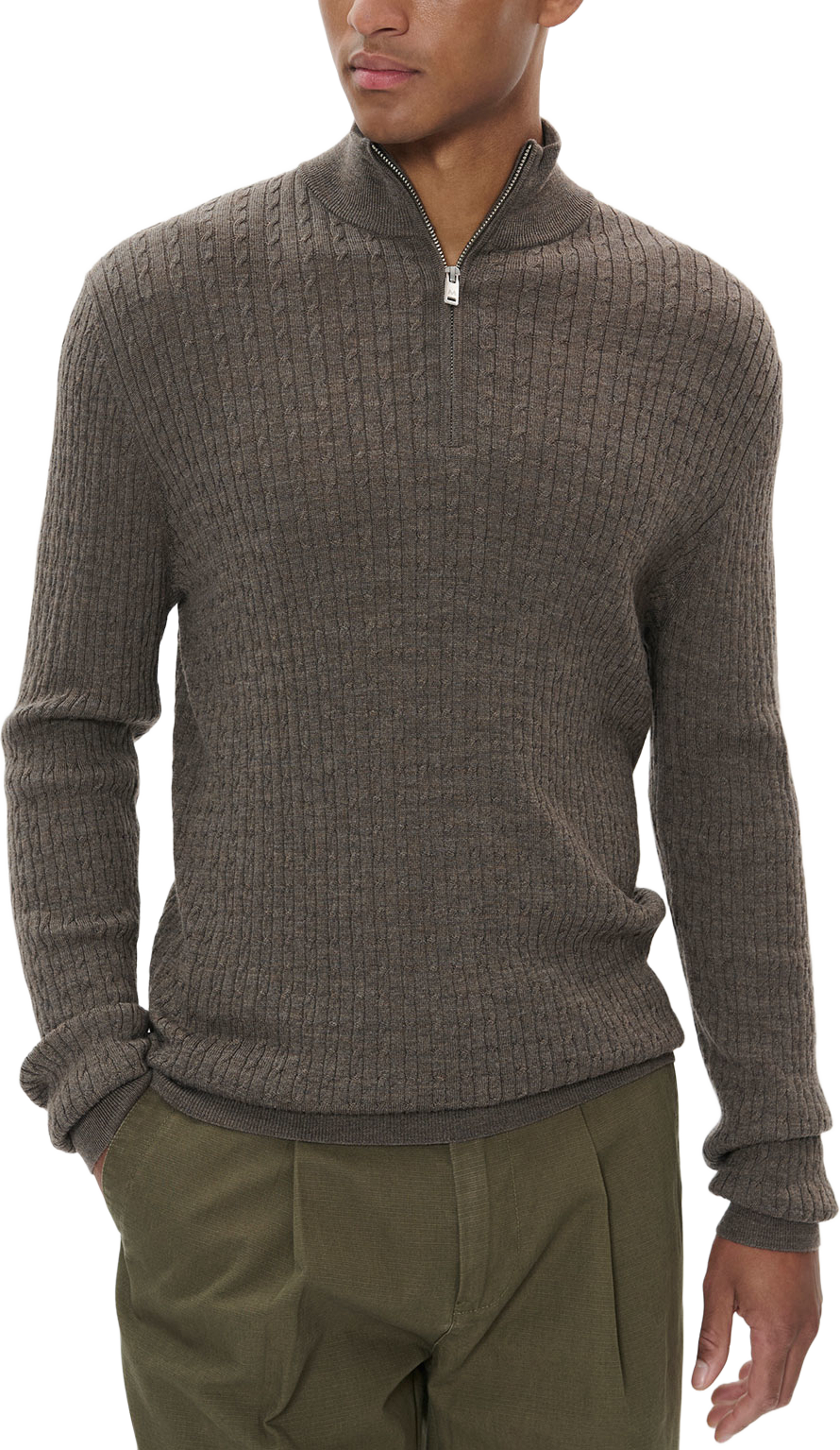MAmason SZ cabel Pullover, från Matinique, i färgen Brown Soil Melange.
