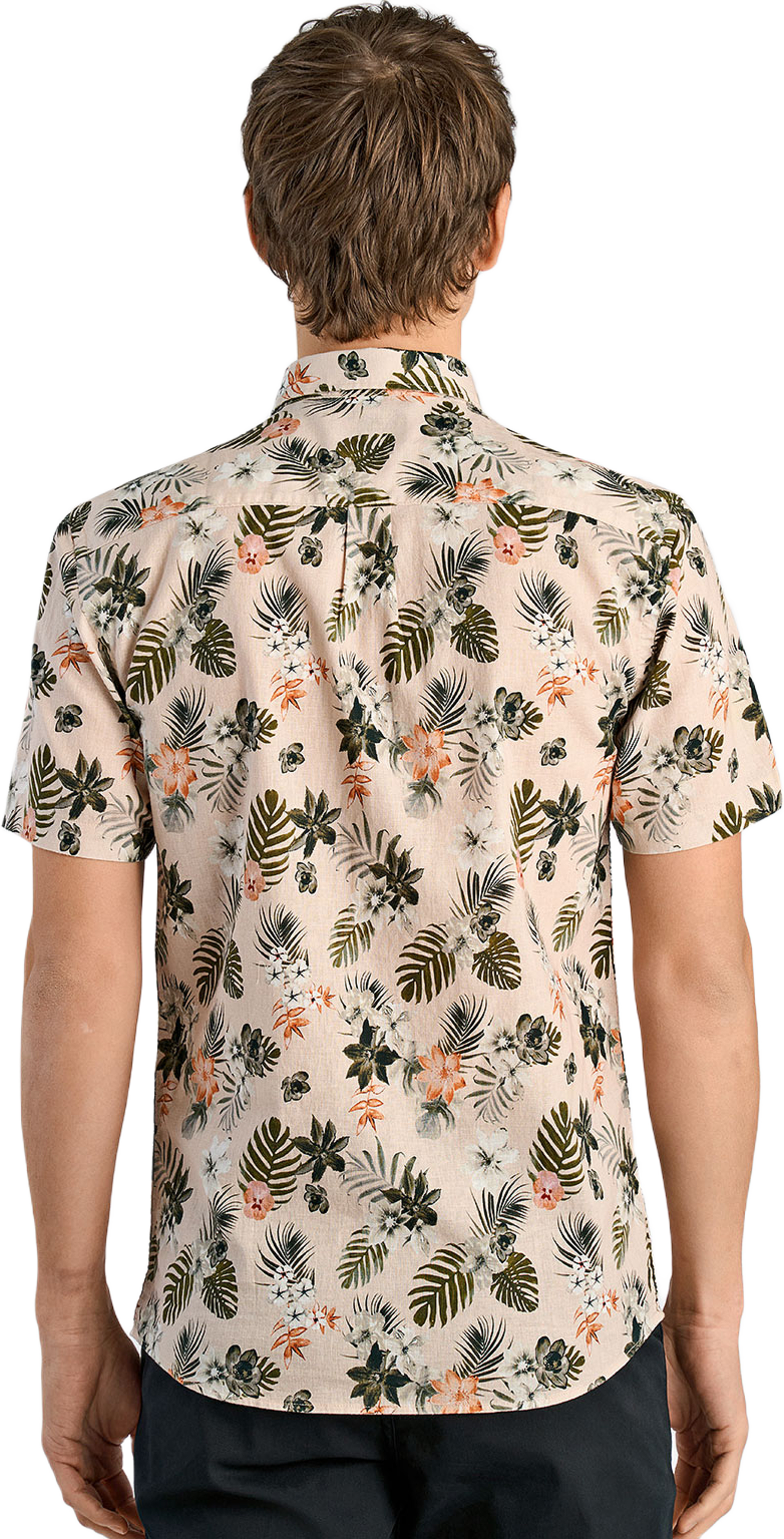 Printed cotton/linen shirt S/S
