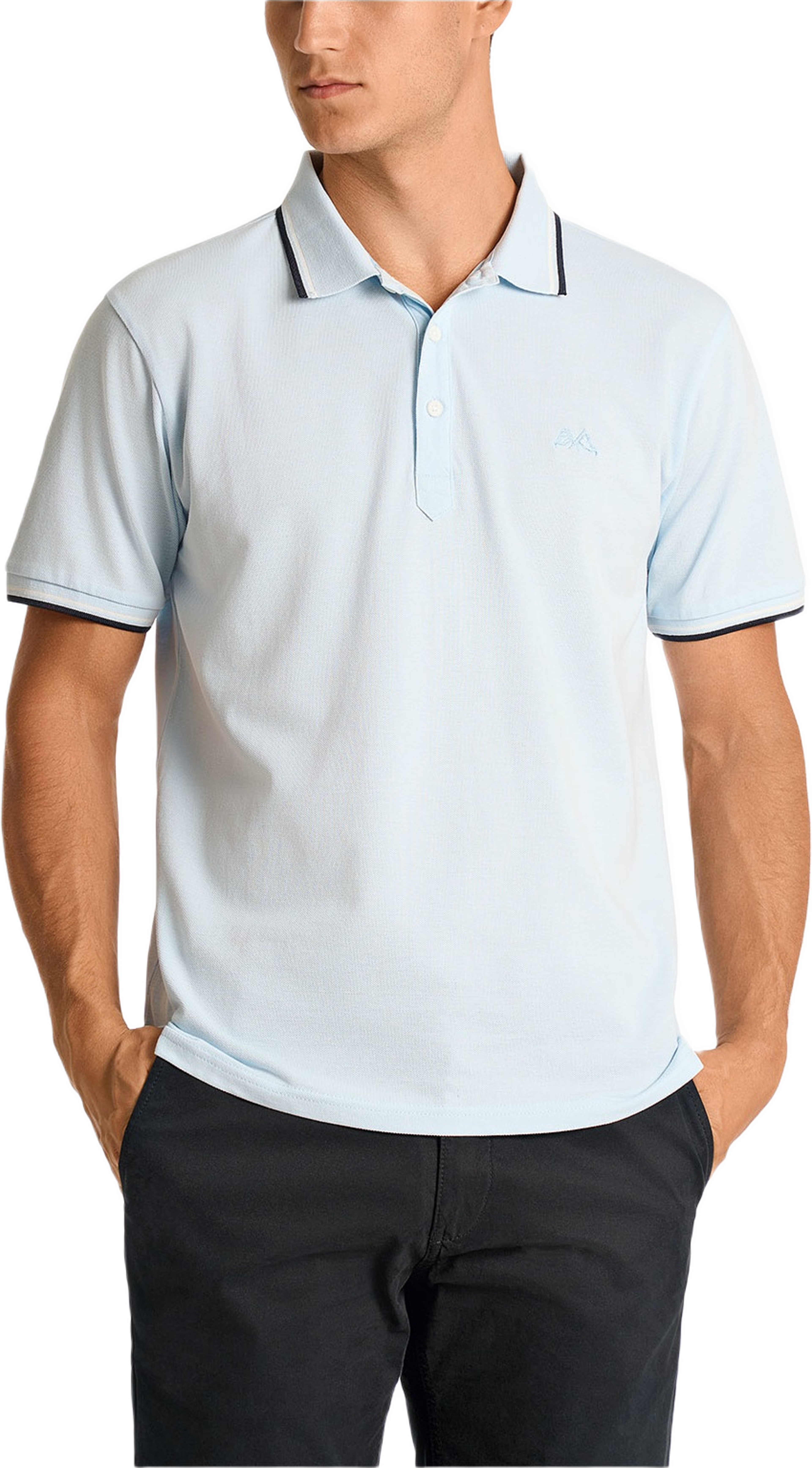 Polo shirt w. contrast piping