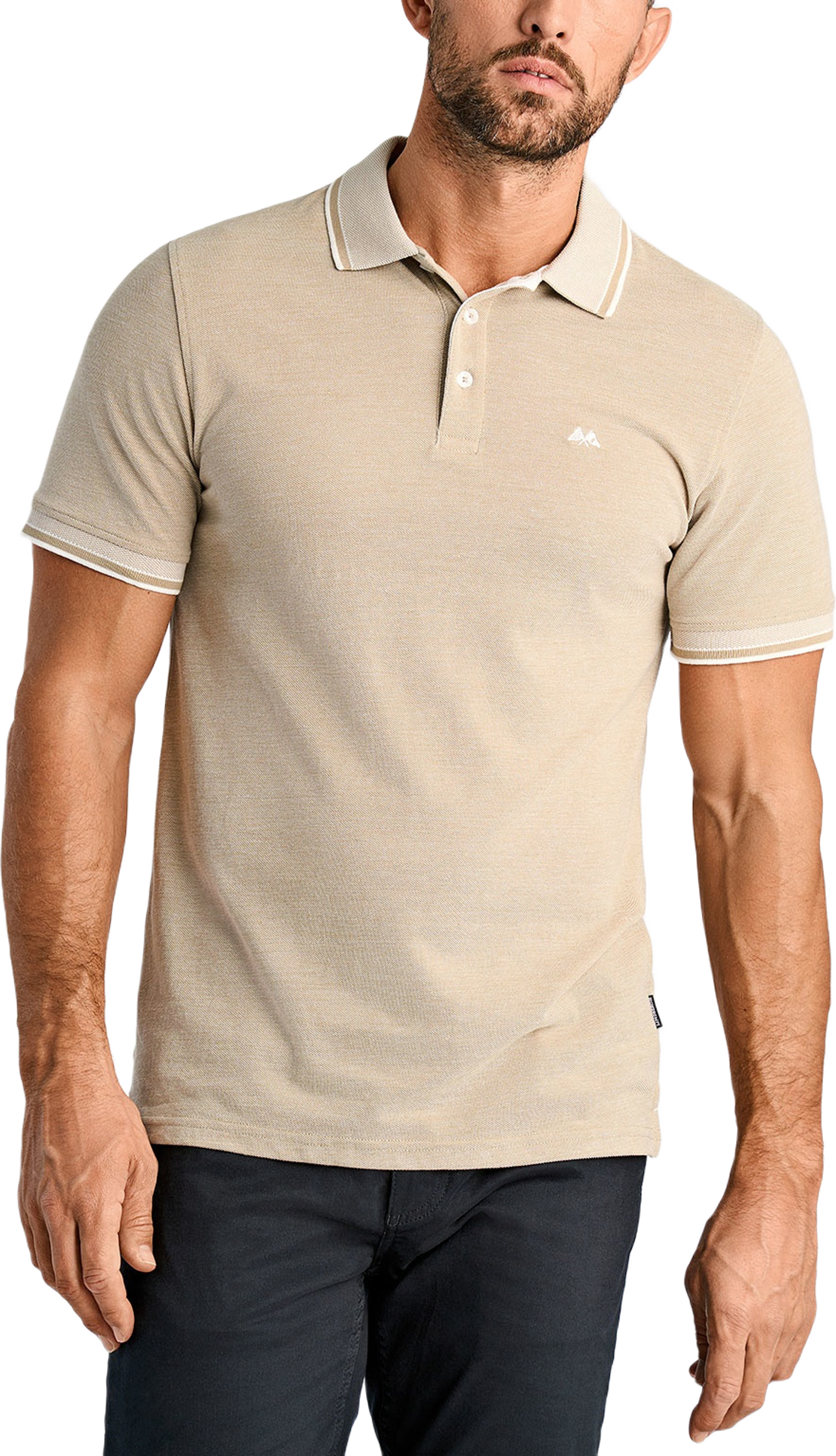 Orangic cotton polo piqué S/S- relaxed fit- regular collar, från Lindbergh, i färgen Sand. Klicka för att öppna bilden i stort format