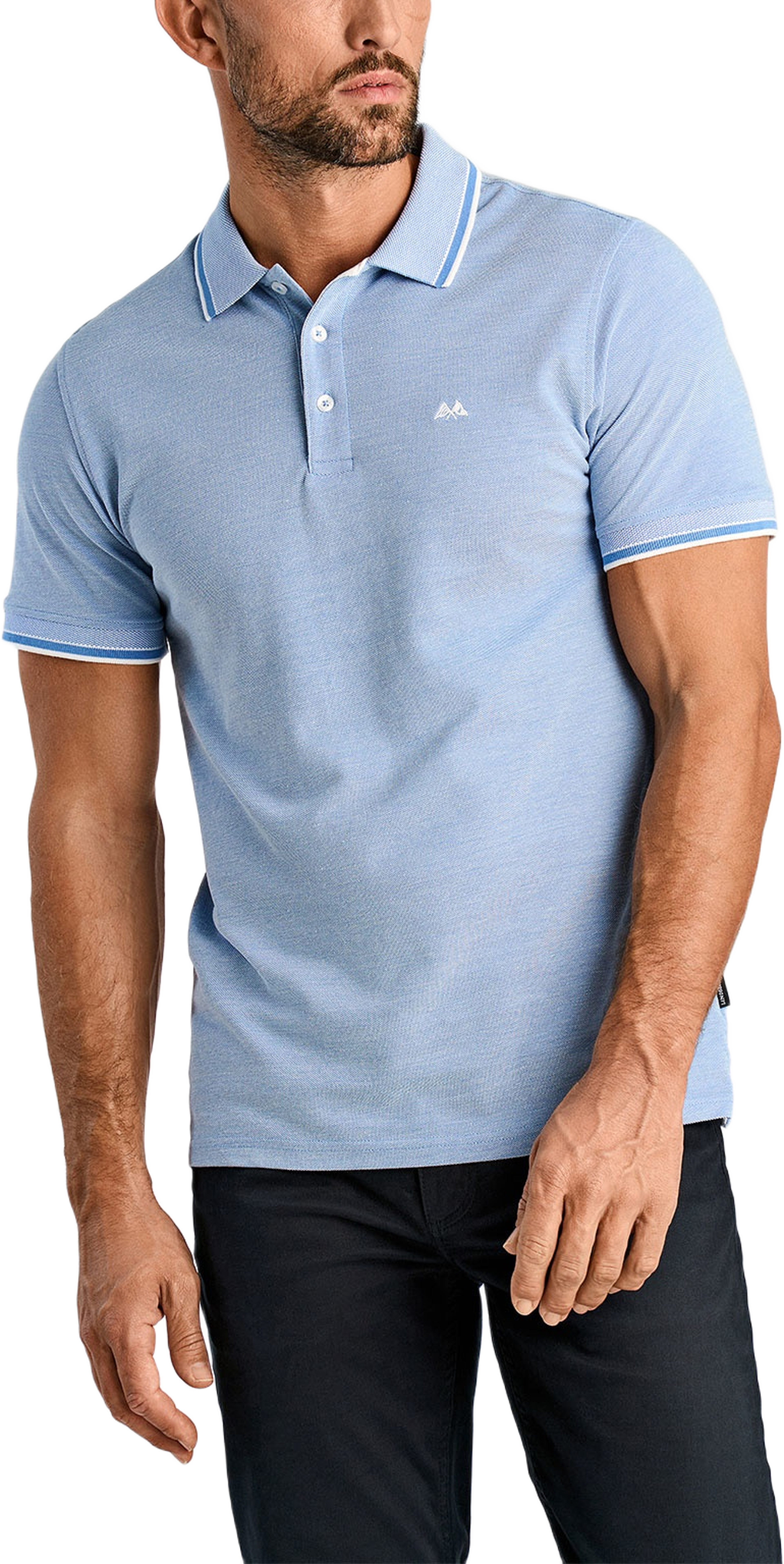 Orangic cotton polo piqué S/S- relaxed fit- regular collar, från Lindbergh, i färgen Lt Blue. Klicka för att öppna bilden i stort format