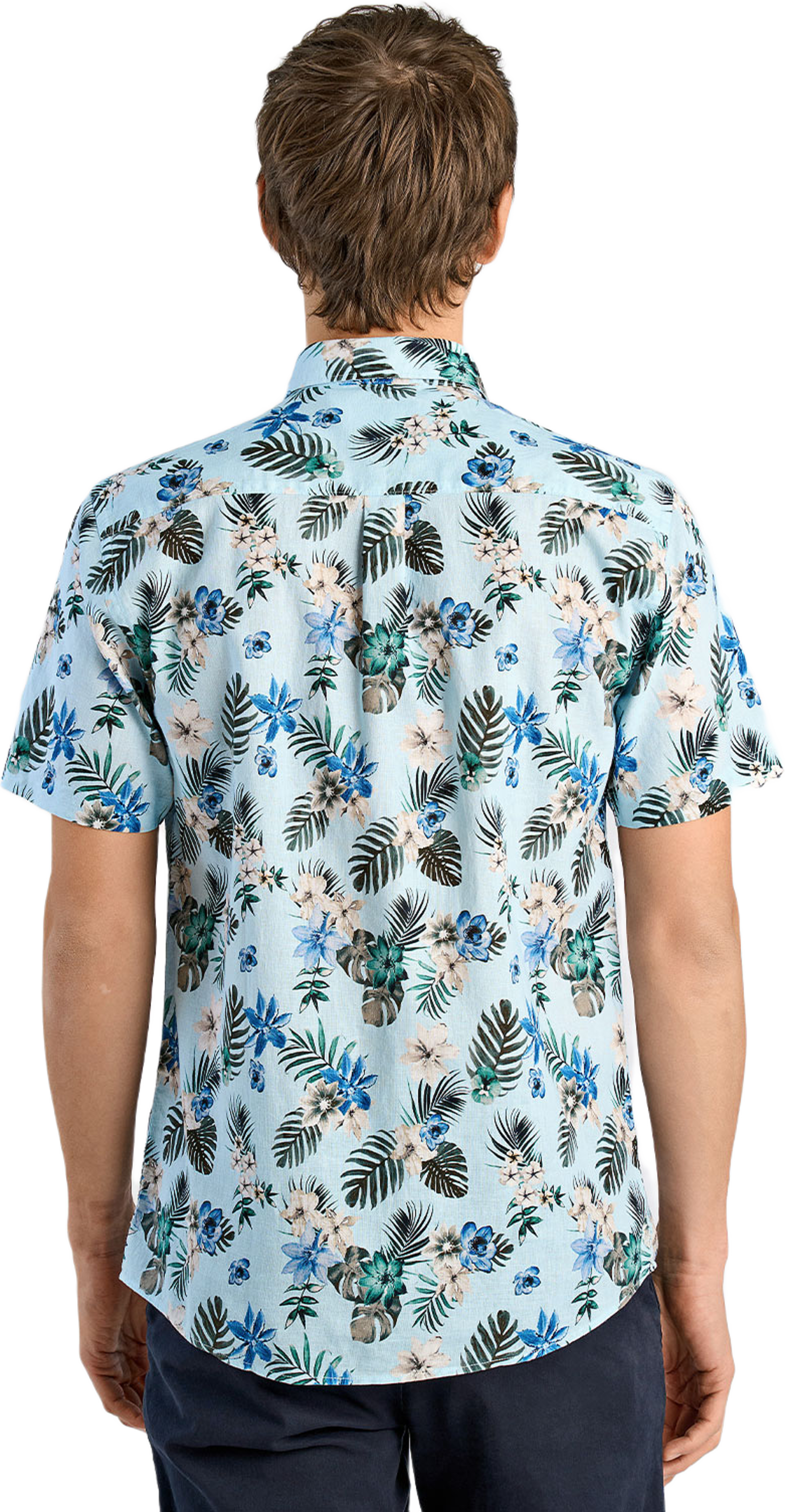 Printed cotton/linen shirt S/S