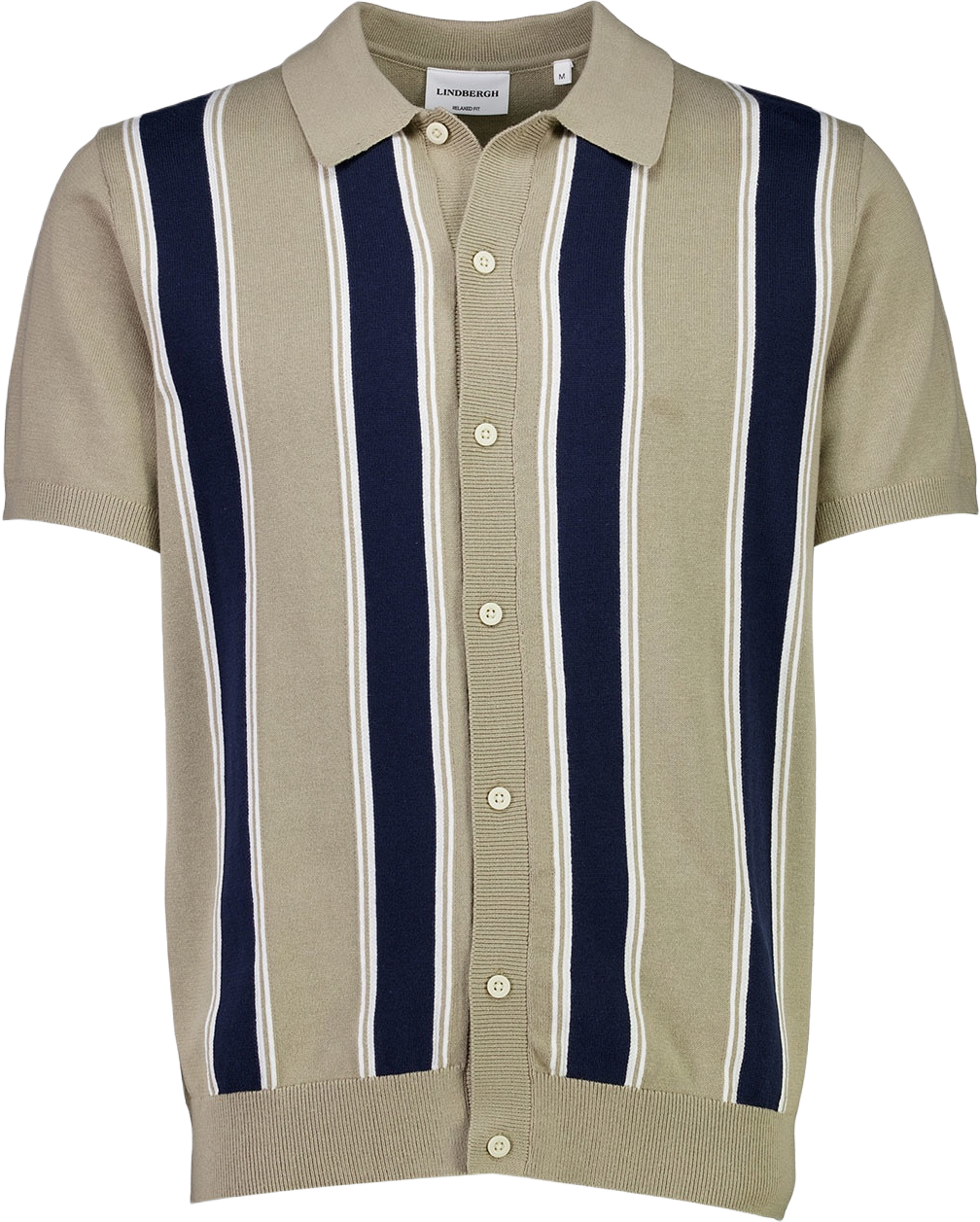 Knitted polo cardigan, från Lindbergh, i färgen Mid Stone. Klicka för att öppna bilden i stort format