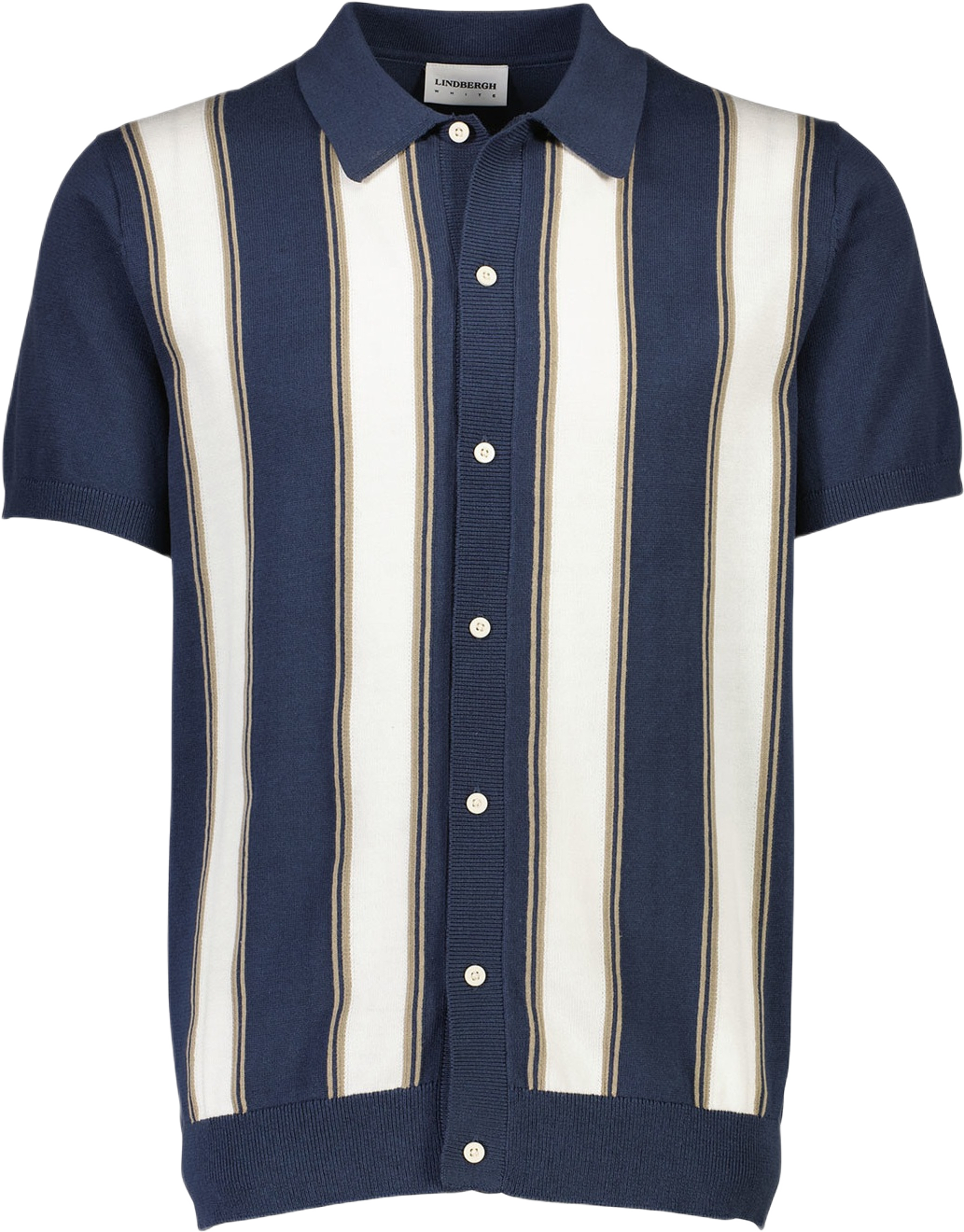 Knitted polo cardigan, från Lindbergh, i färgen Dk Blue. Klicka för att öppna bilden i stort format