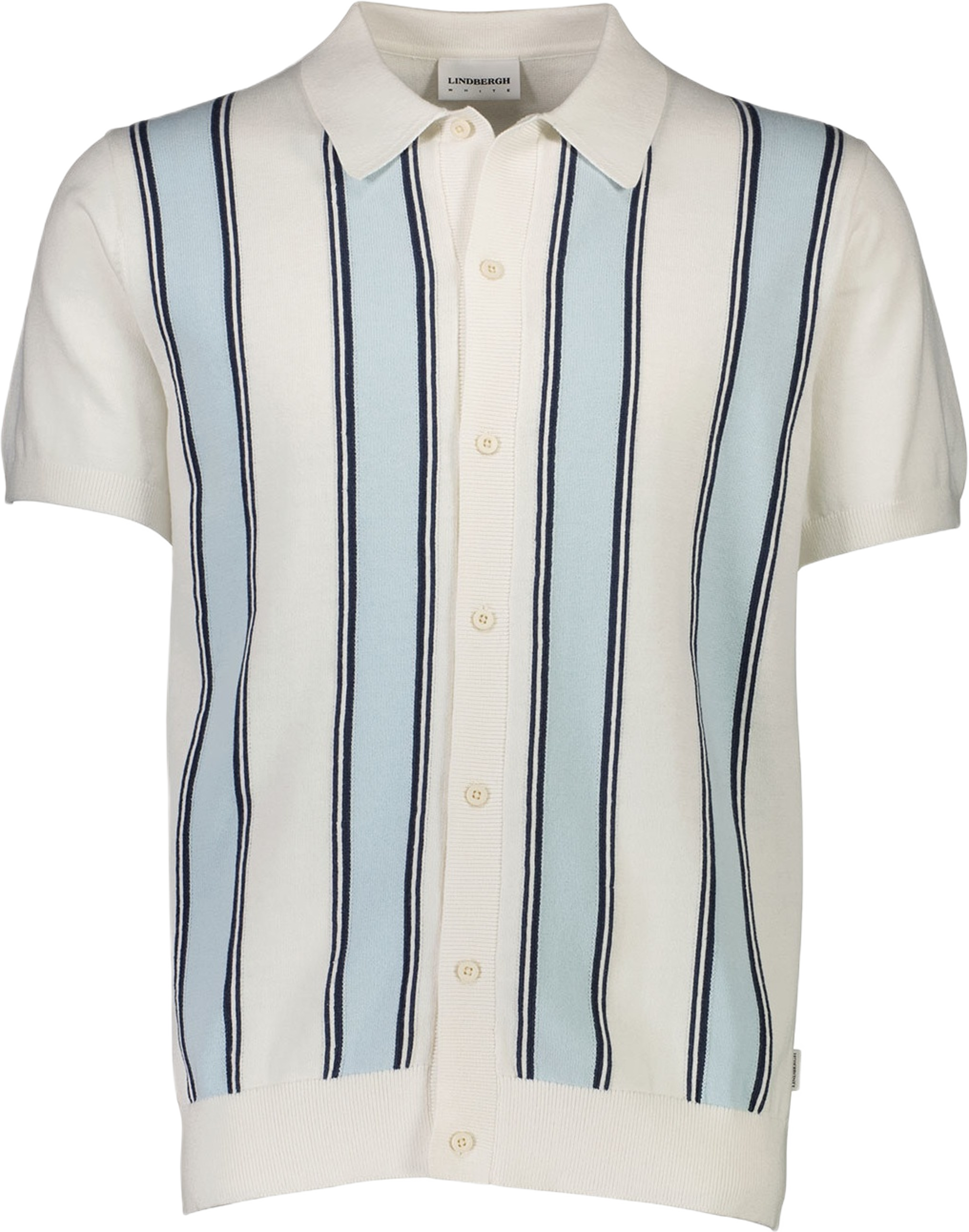 Knitted polo cardigan, från Lindbergh, i färgen Off White. Klicka för att öppna bilden i stort format